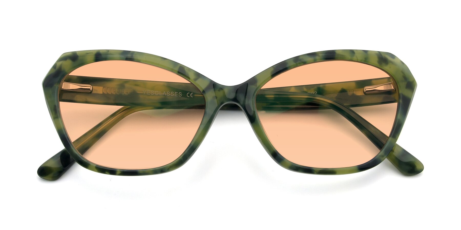 Folded Front of 17351 in Floral Green with Light Orange Tinted Lenses