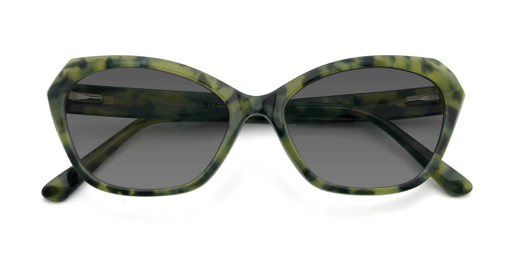 Folded Front of 17351 in Floral Green with Medium Gray Tinted Lenses