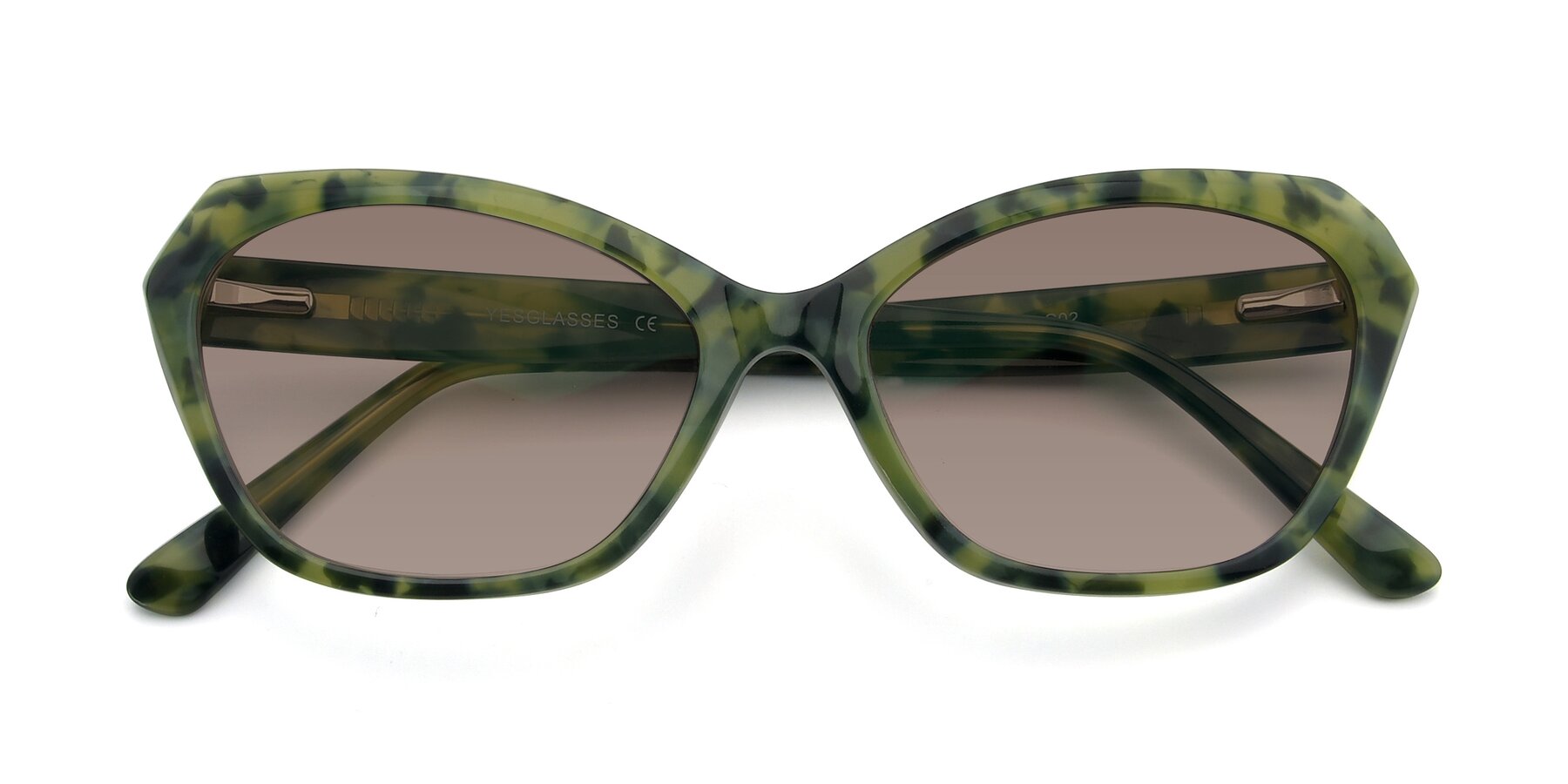 Folded Front of 17351 in Floral Green with Medium Brown Tinted Lenses