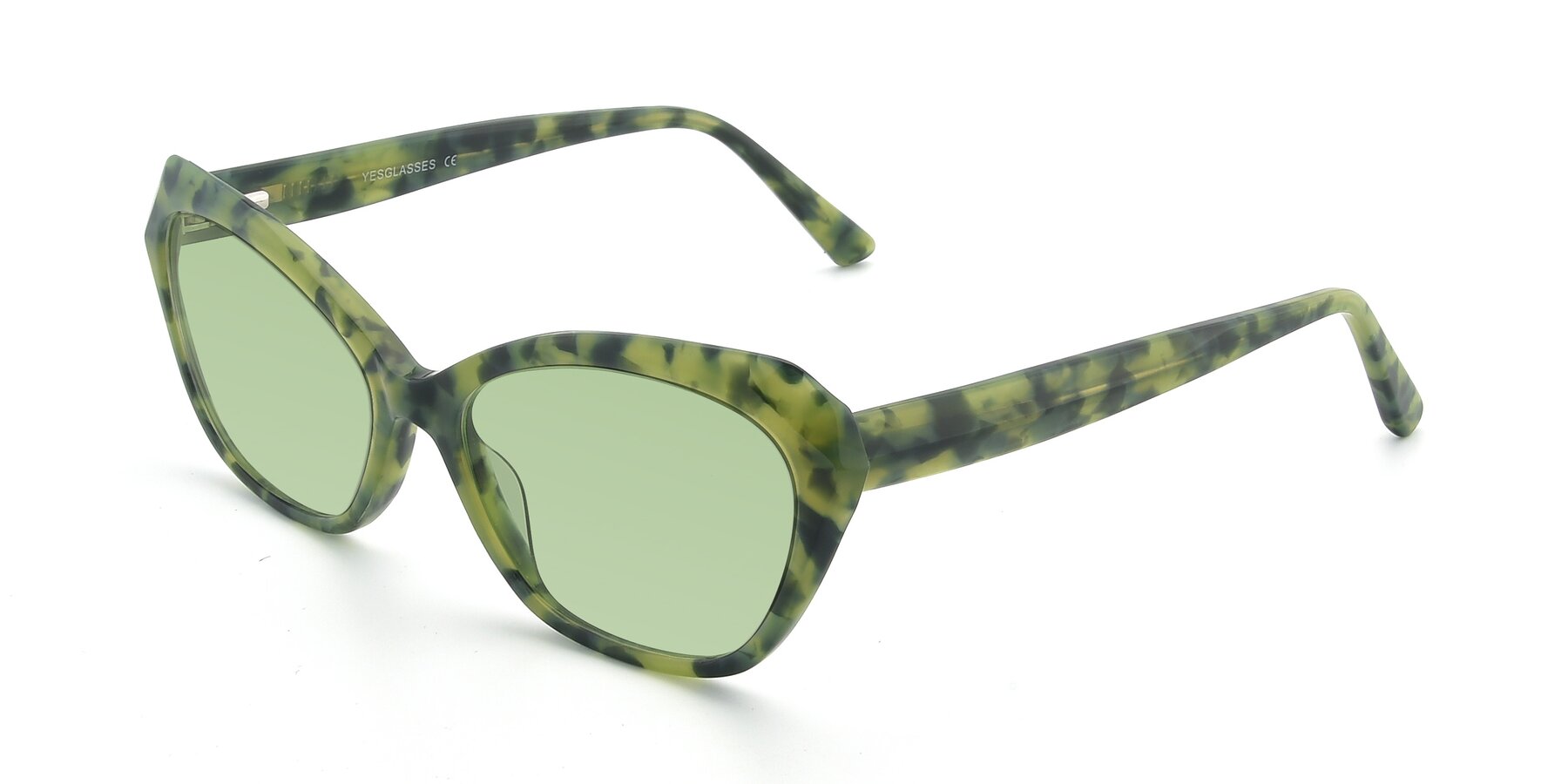 Angle of 17351 in Floral Green with Medium Green Tinted Lenses