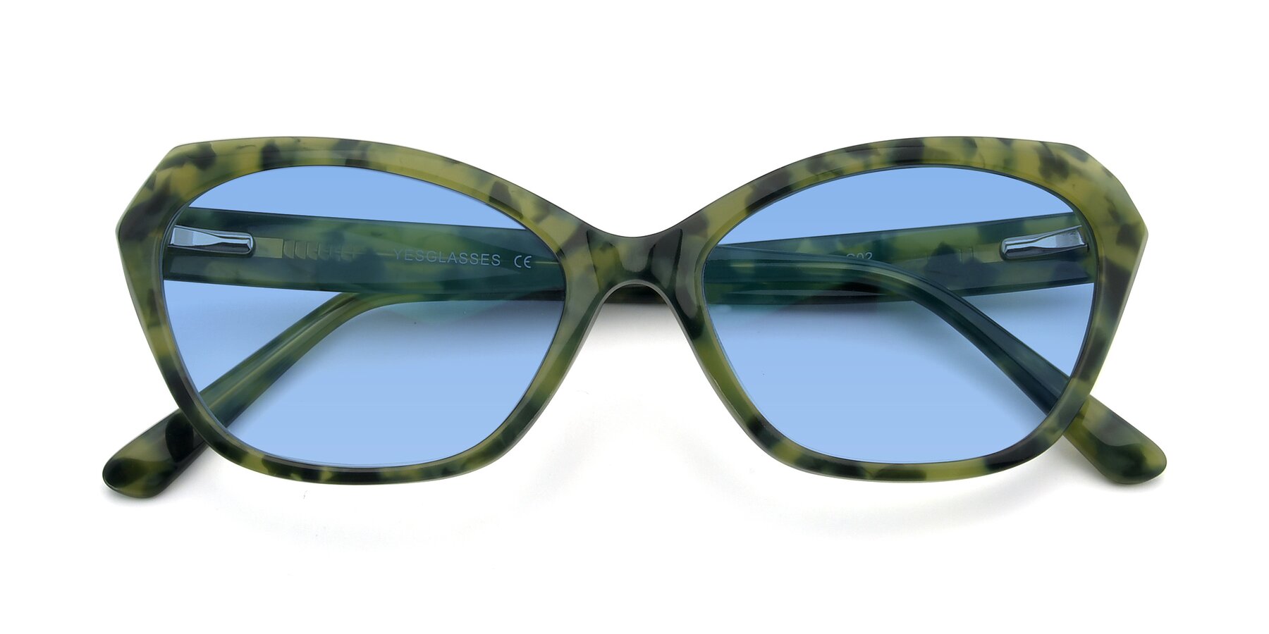 Folded Front of 17351 in Floral Green with Medium Blue Tinted Lenses