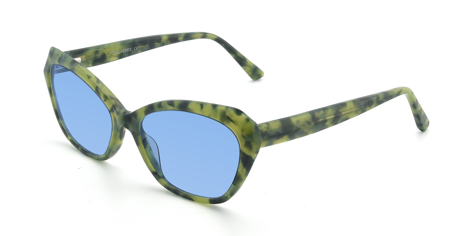 Angle of 17351 in Floral Green with Medium Blue Tinted Lenses