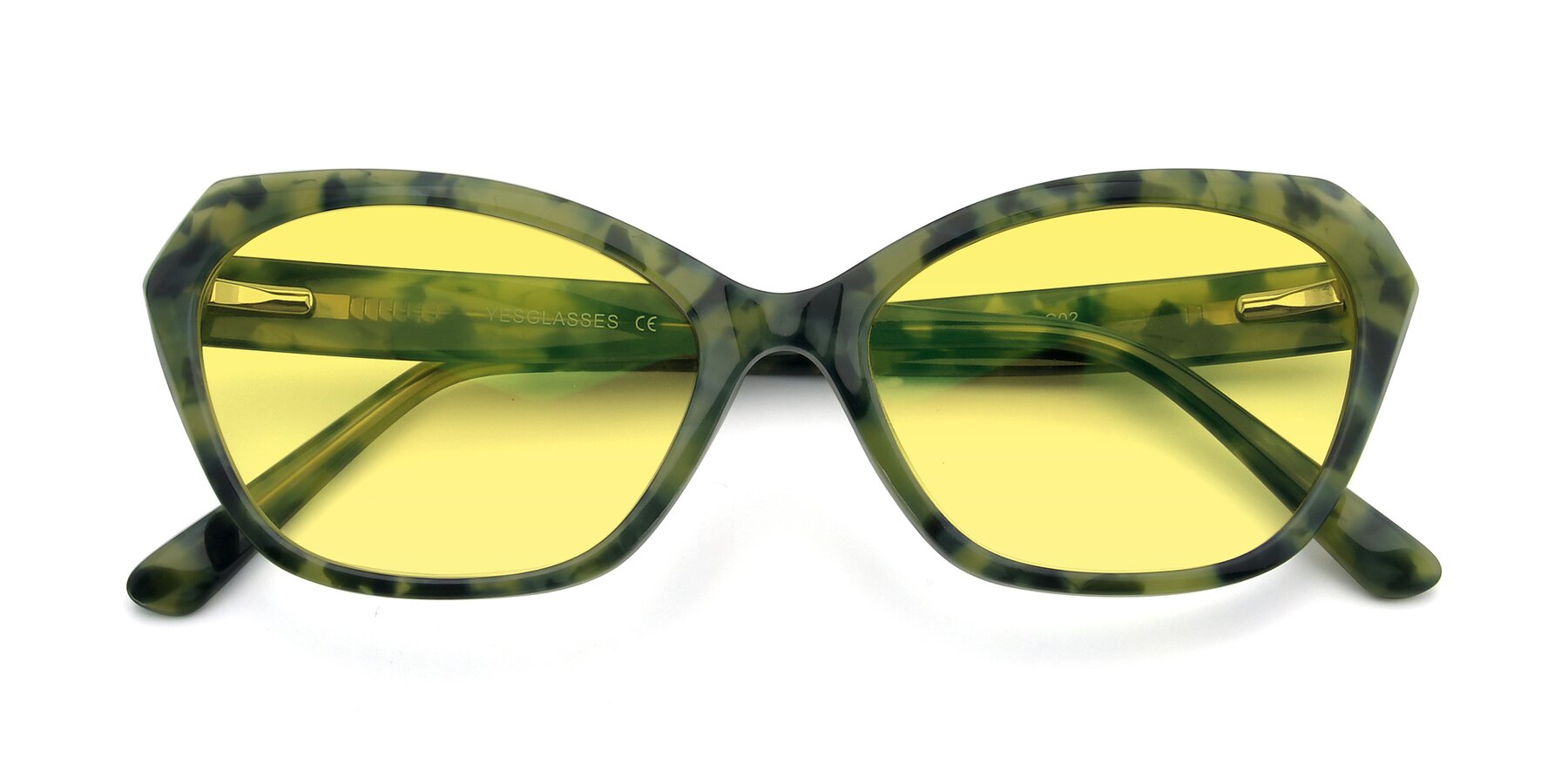 Folded Front of 17351 in Floral Green with Medium Yellow Tinted Lenses