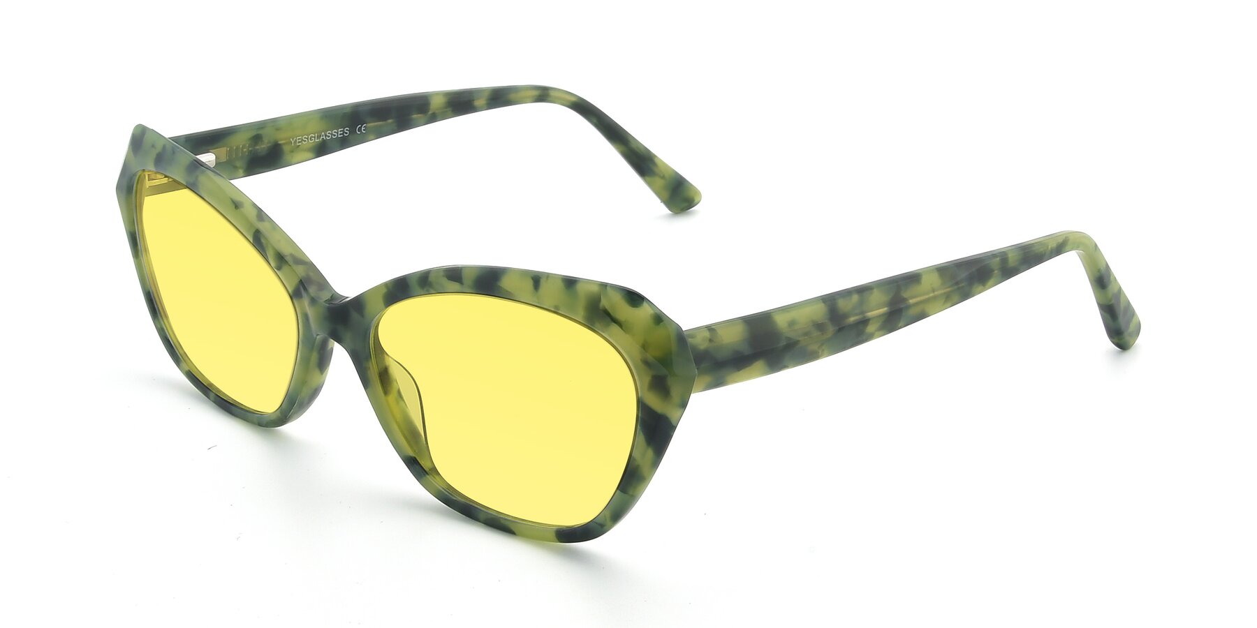 Angle of 17351 in Floral Green with Medium Yellow Tinted Lenses