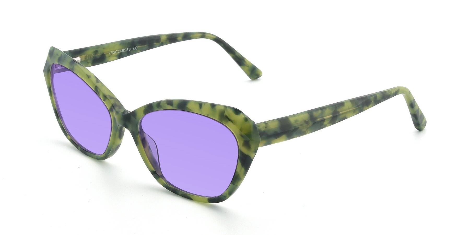 Angle of 17351 in Floral Green with Medium Purple Tinted Lenses