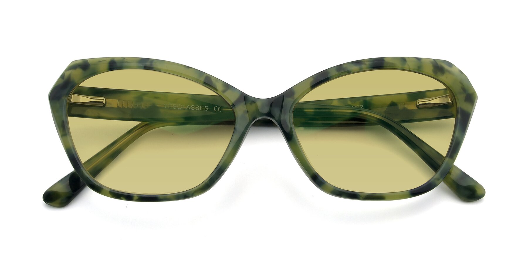 Folded Front of 17351 in Floral Green with Medium Champagne Tinted Lenses