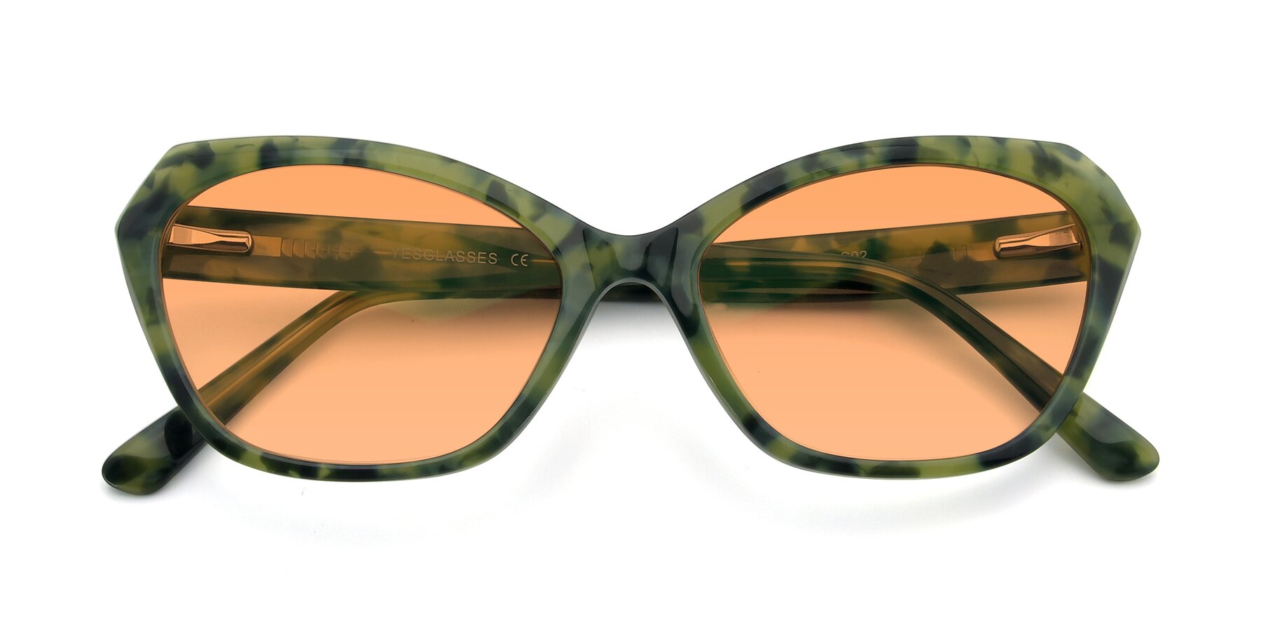 Folded Front of 17351 in Floral Green with Medium Orange Tinted Lenses