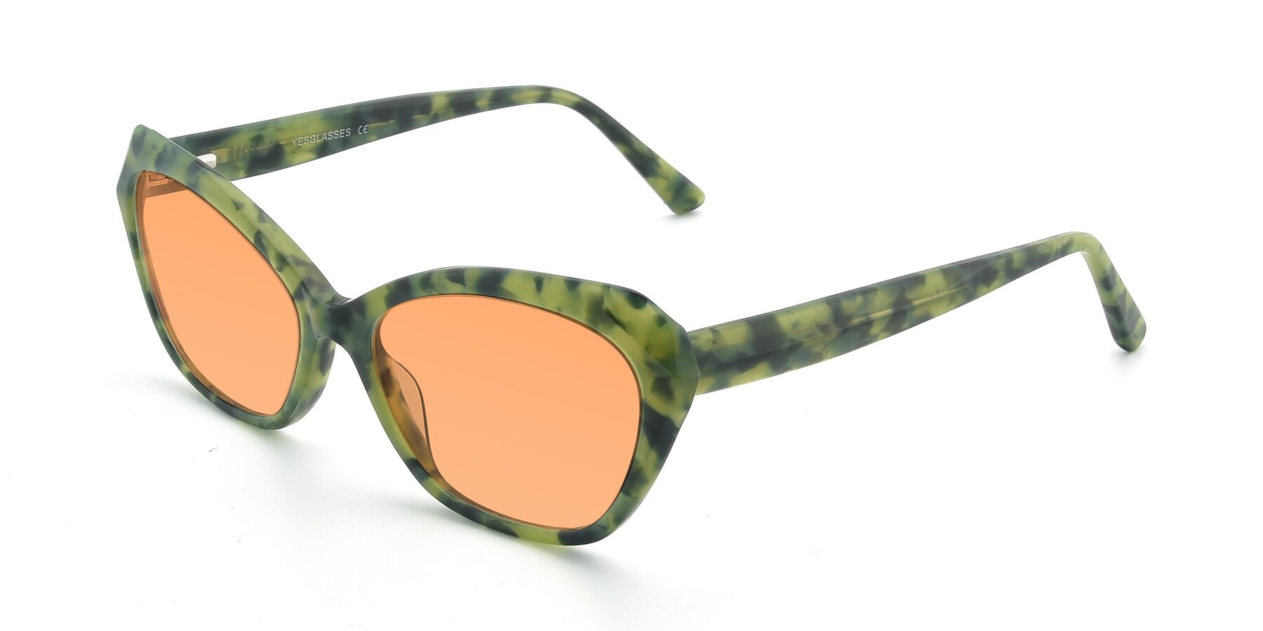 Angle of 17351 in Floral Green with Medium Orange Tinted Lenses