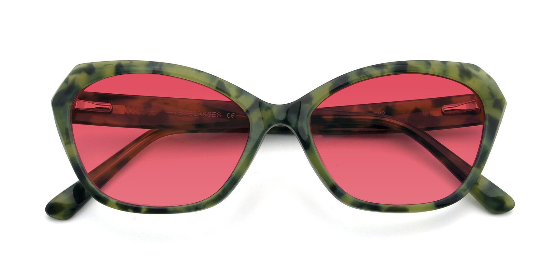 Folded Front of 17351 in Floral Green with Red Tinted Lenses