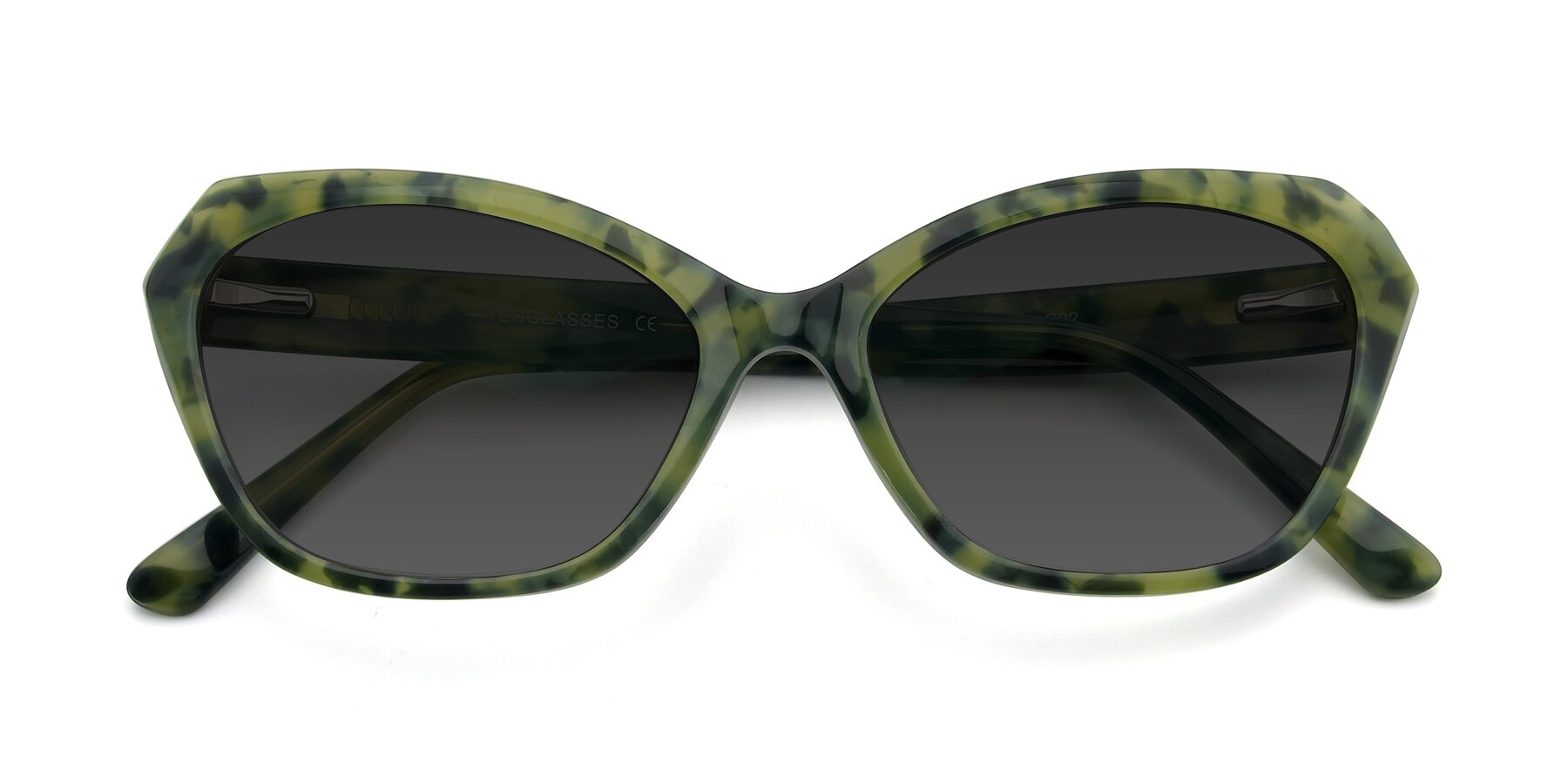 Folded Front of 17351 in Floral Green with Gray Tinted Lenses