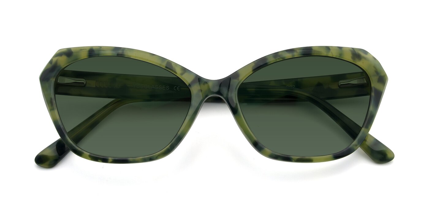 17351 - Floral Green Tinted Sunglasses