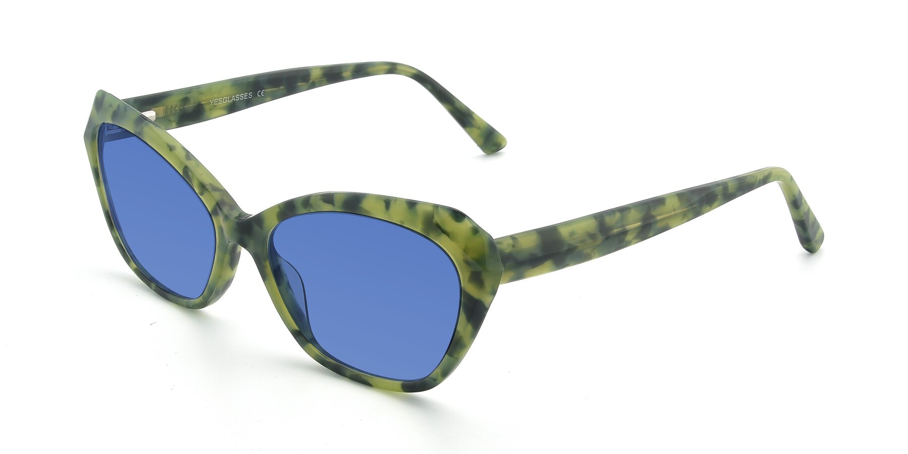 Angle of 17351 in Floral Green with Blue Tinted Lenses
