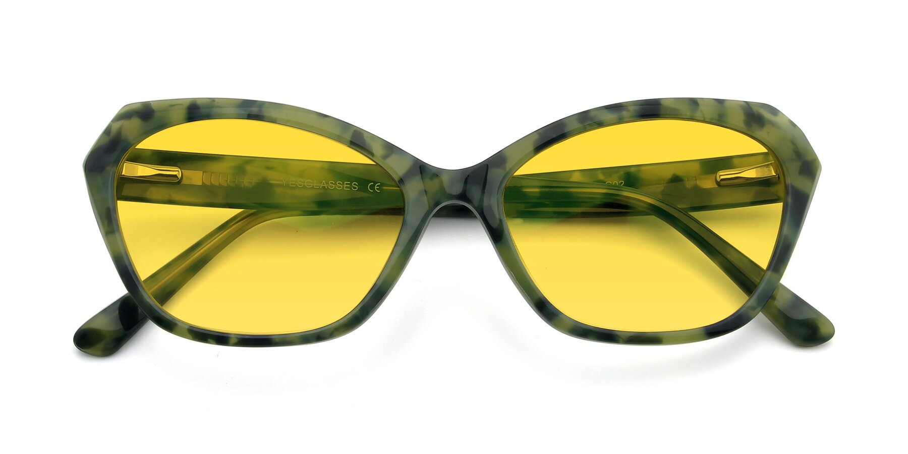 Folded Front of 17351 in Floral Green with Yellow Tinted Lenses