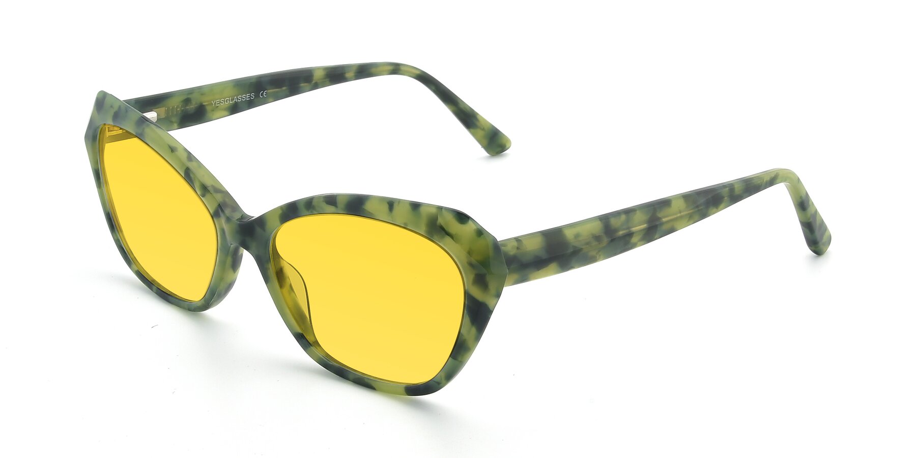 Angle of 17351 in Floral Green with Yellow Tinted Lenses
