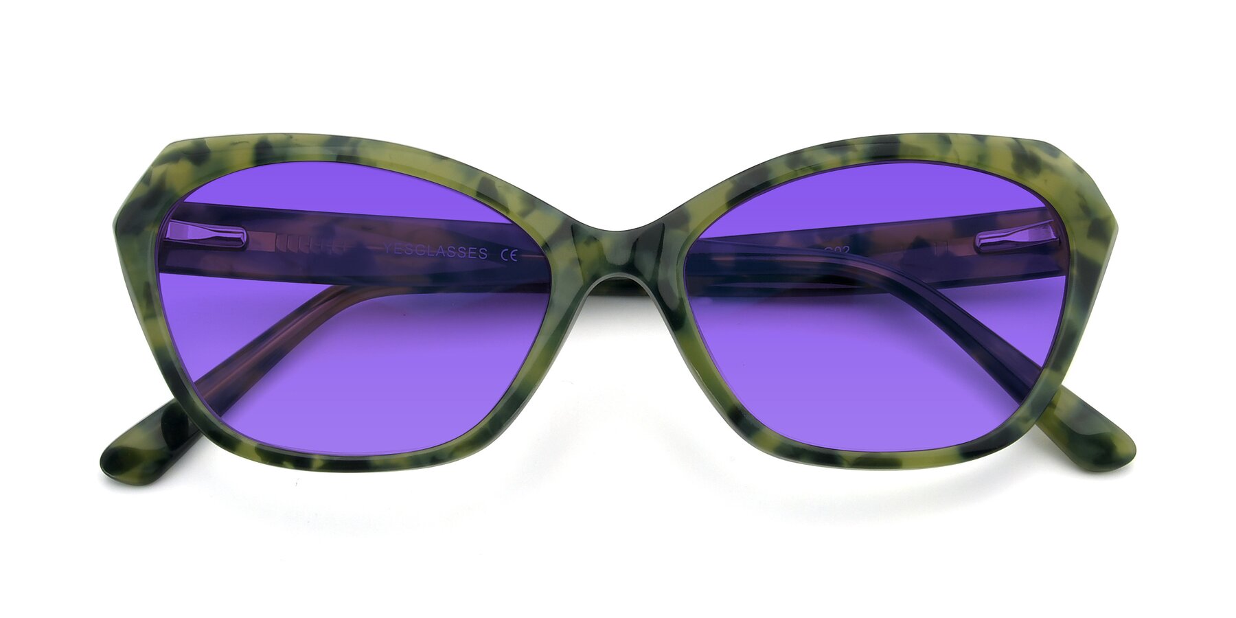 Folded Front of 17351 in Floral Green with Purple Tinted Lenses