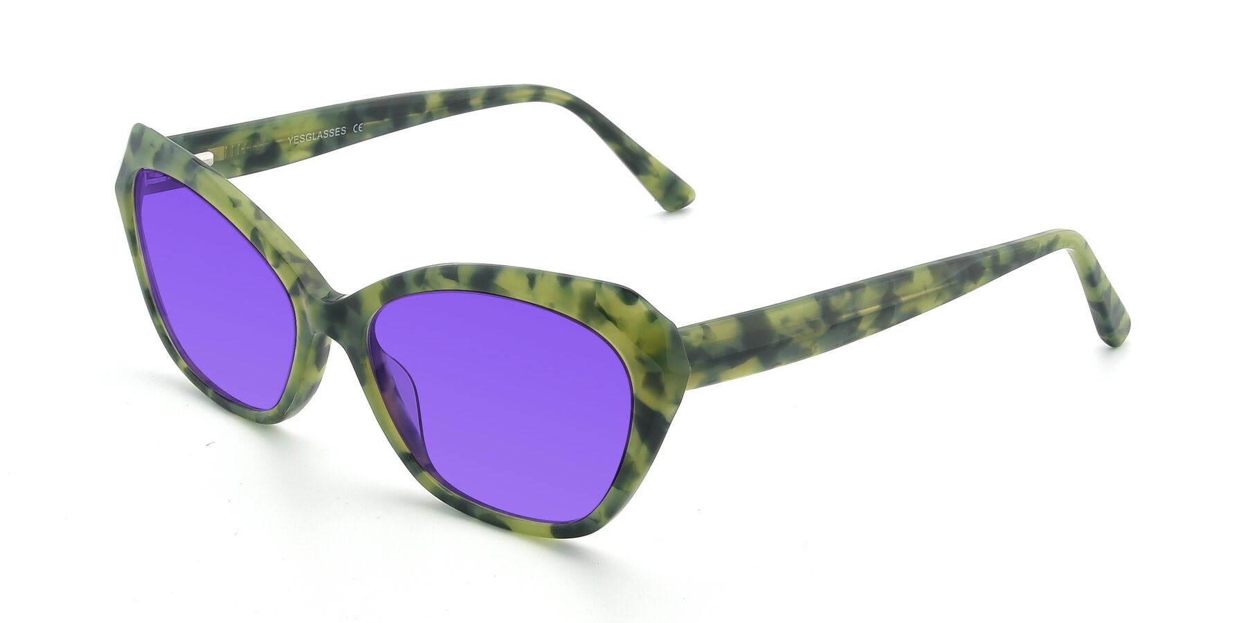 Angle of 17351 in Floral Green with Purple Tinted Lenses