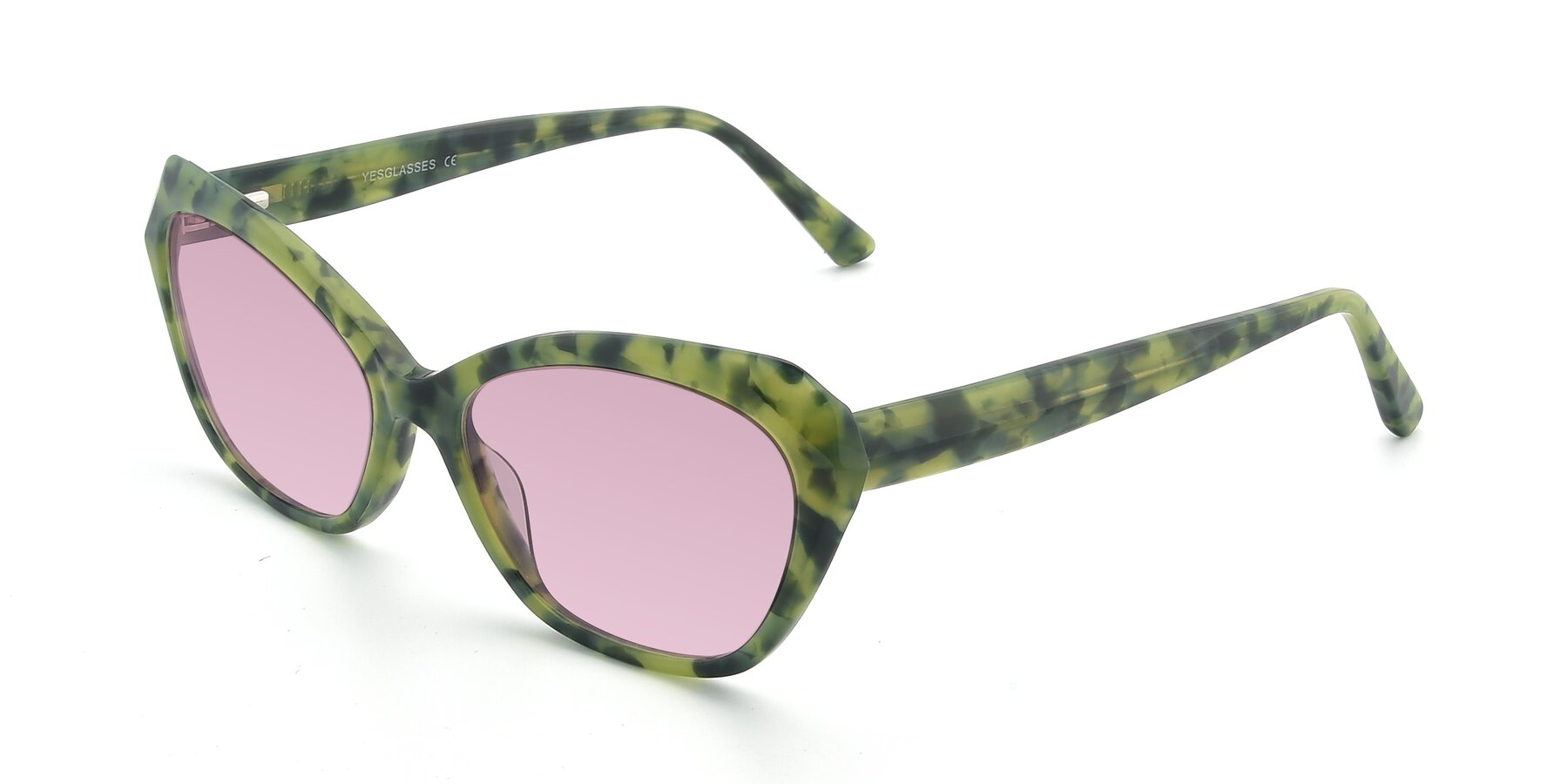 Angle of 17351 in Floral Green with Light Wine Tinted Lenses