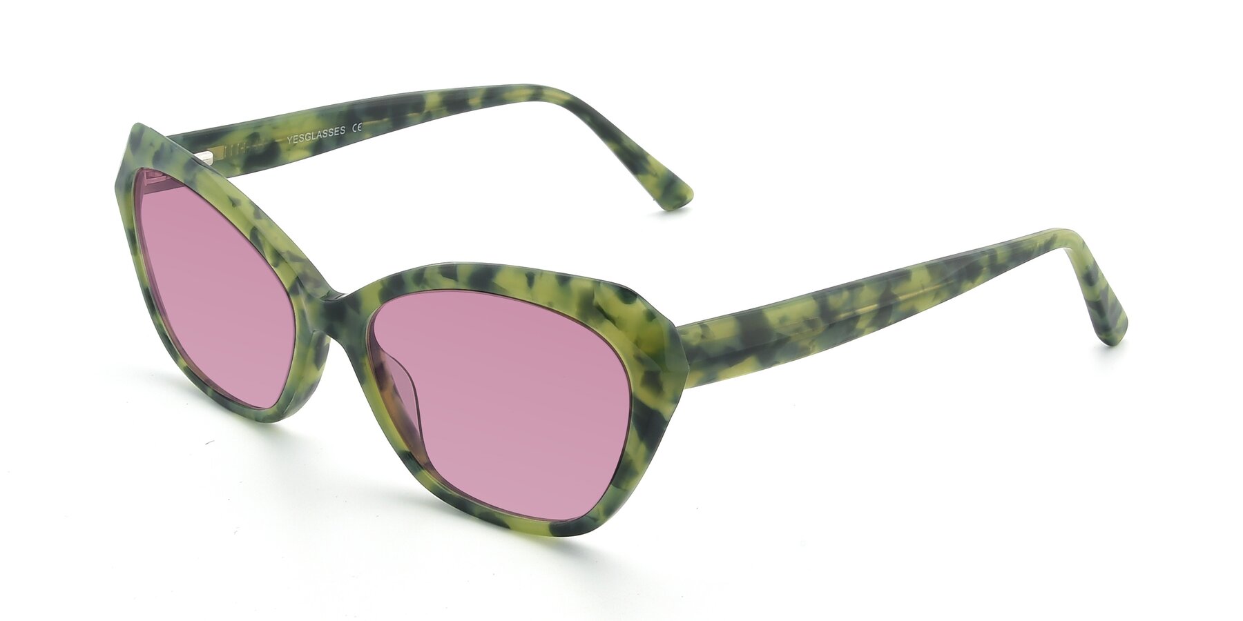 Angle of 17351 in Floral Green with Medium Wine Tinted Lenses