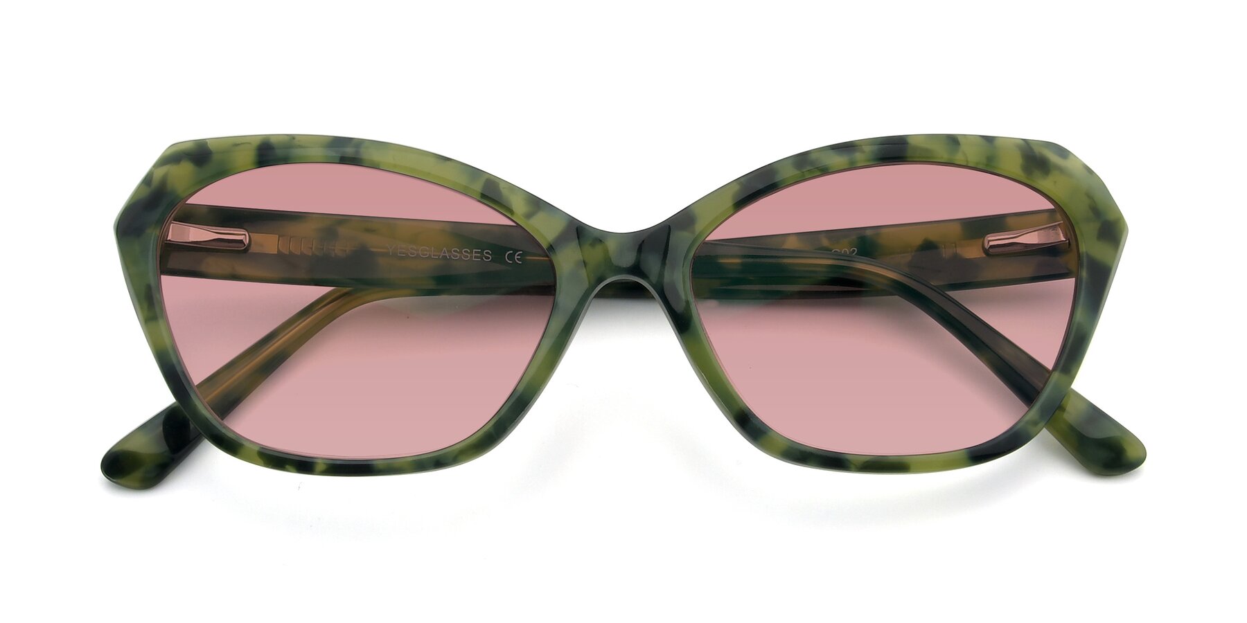 Folded Front of 17351 in Floral Green with Medium Garnet Tinted Lenses