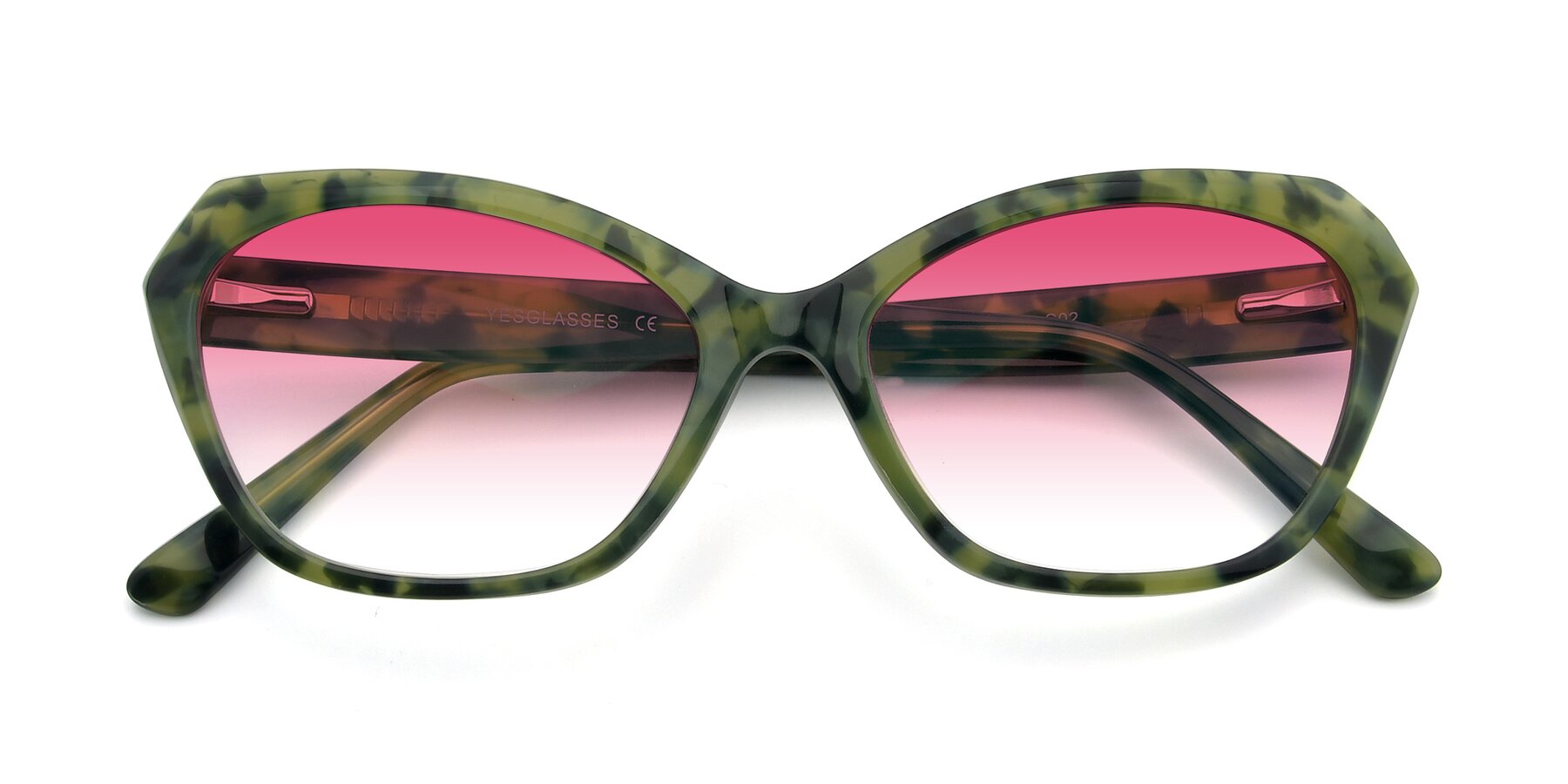 Folded Front of 17351 in Floral Green with Pink Gradient Lenses