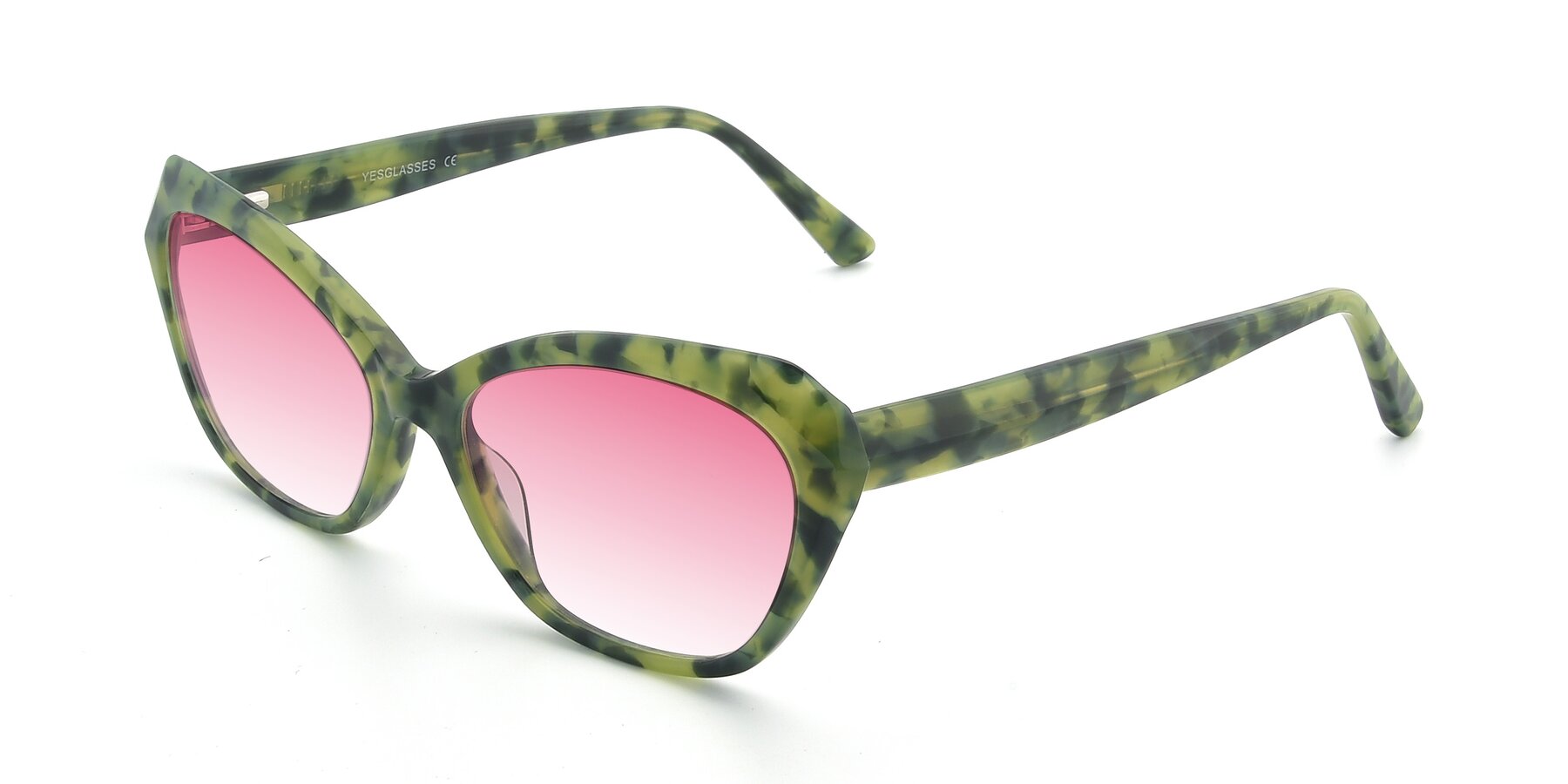 Angle of 17351 in Floral Green with Pink Gradient Lenses