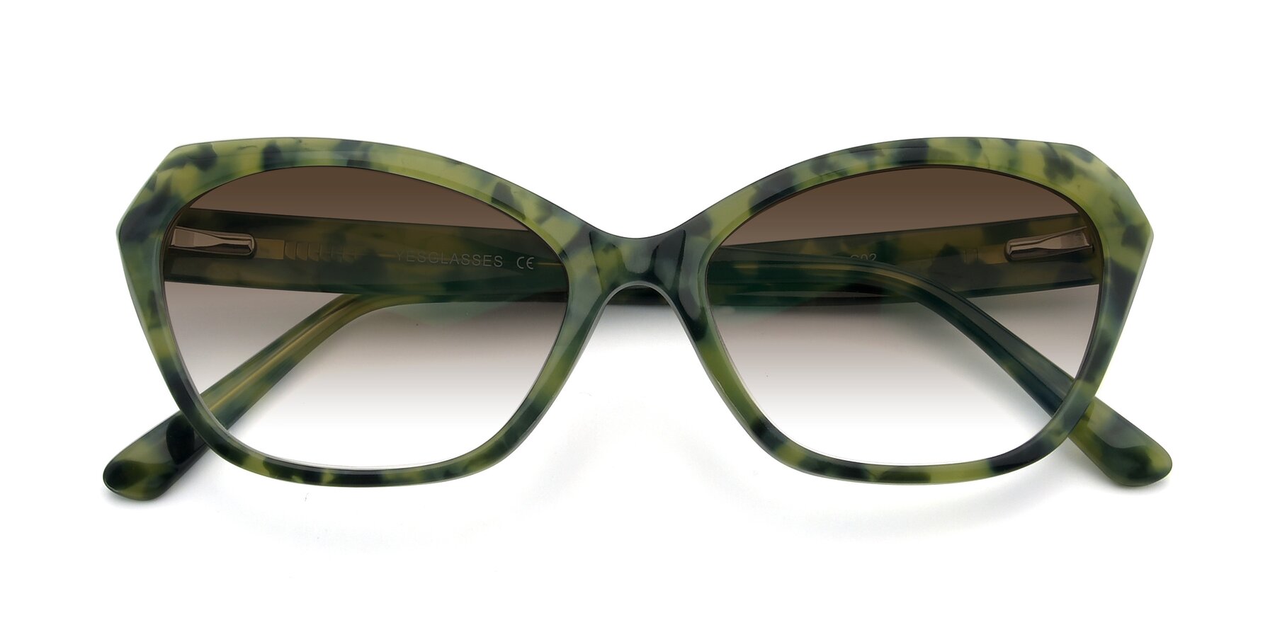 Folded Front of 17351 in Floral Green with Brown Gradient Lenses