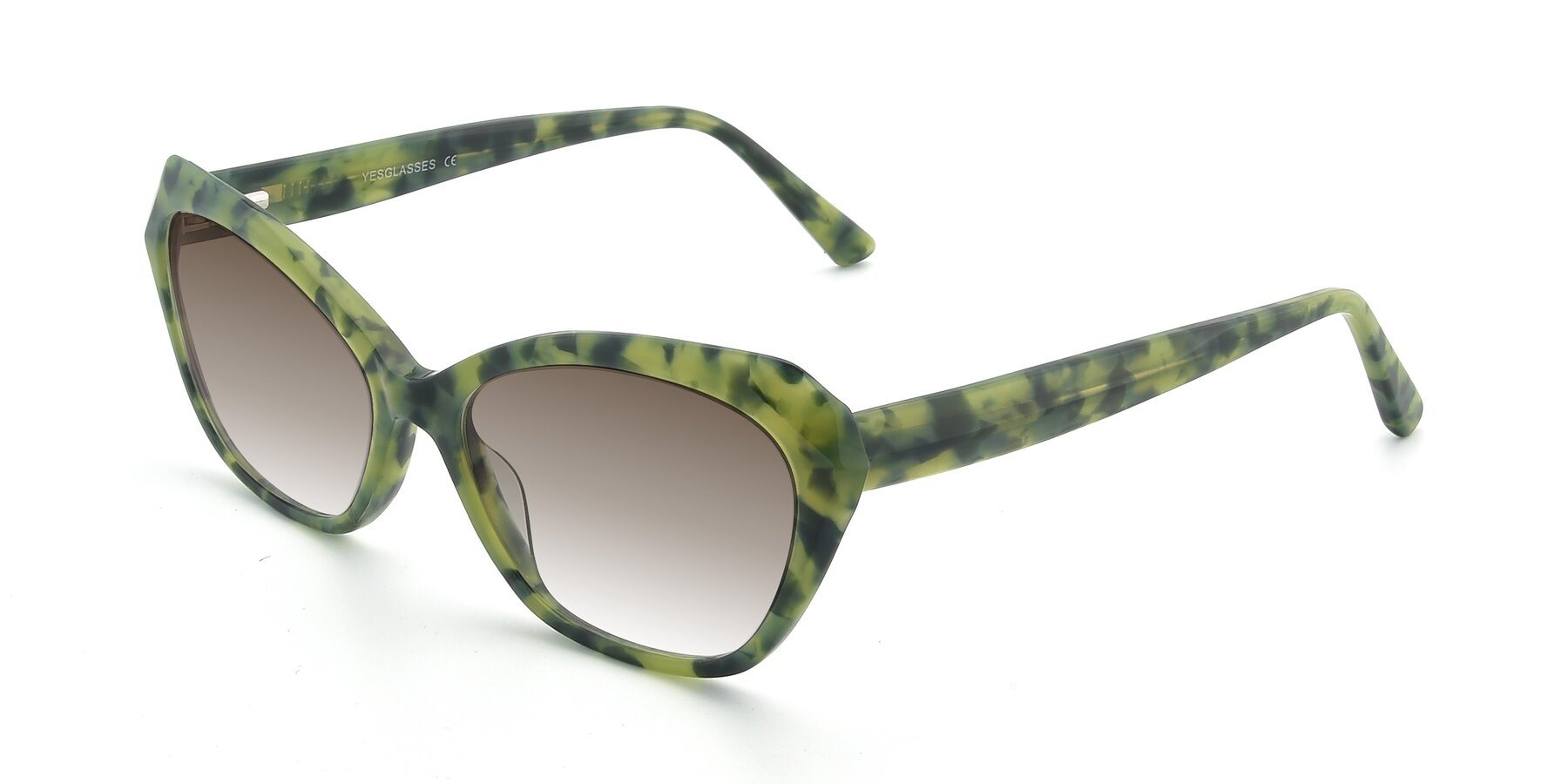 Angle of 17351 in Floral Green with Brown Gradient Lenses