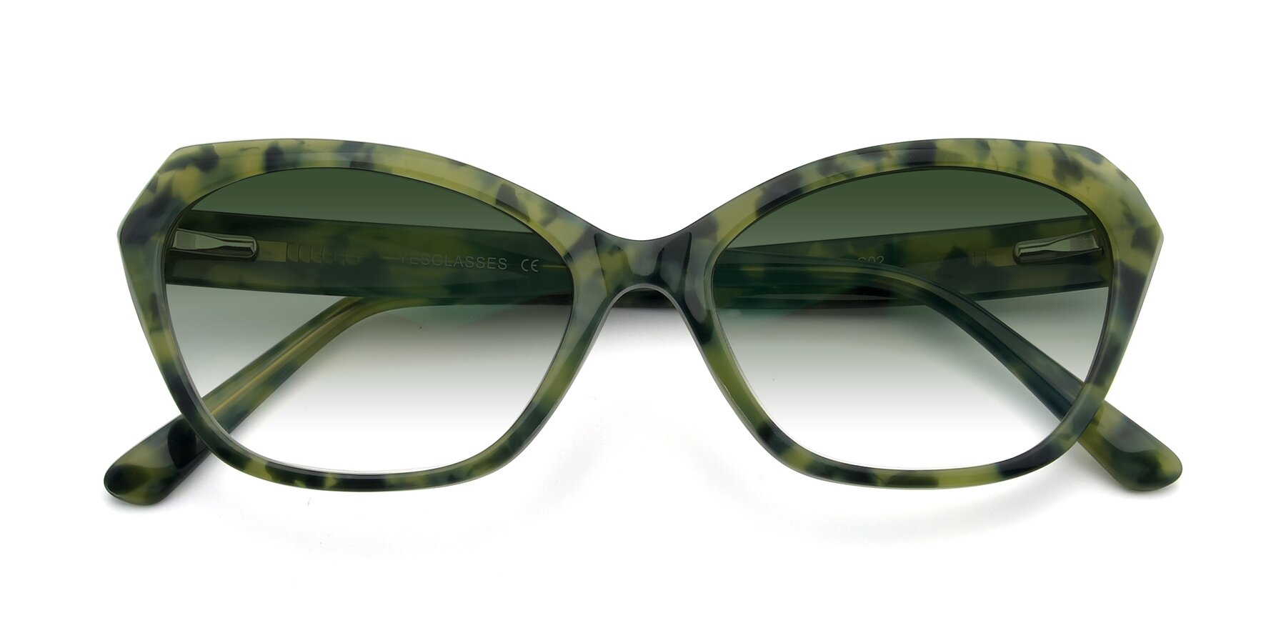 Folded Front of 17351 in Floral Green with Green Gradient Lenses