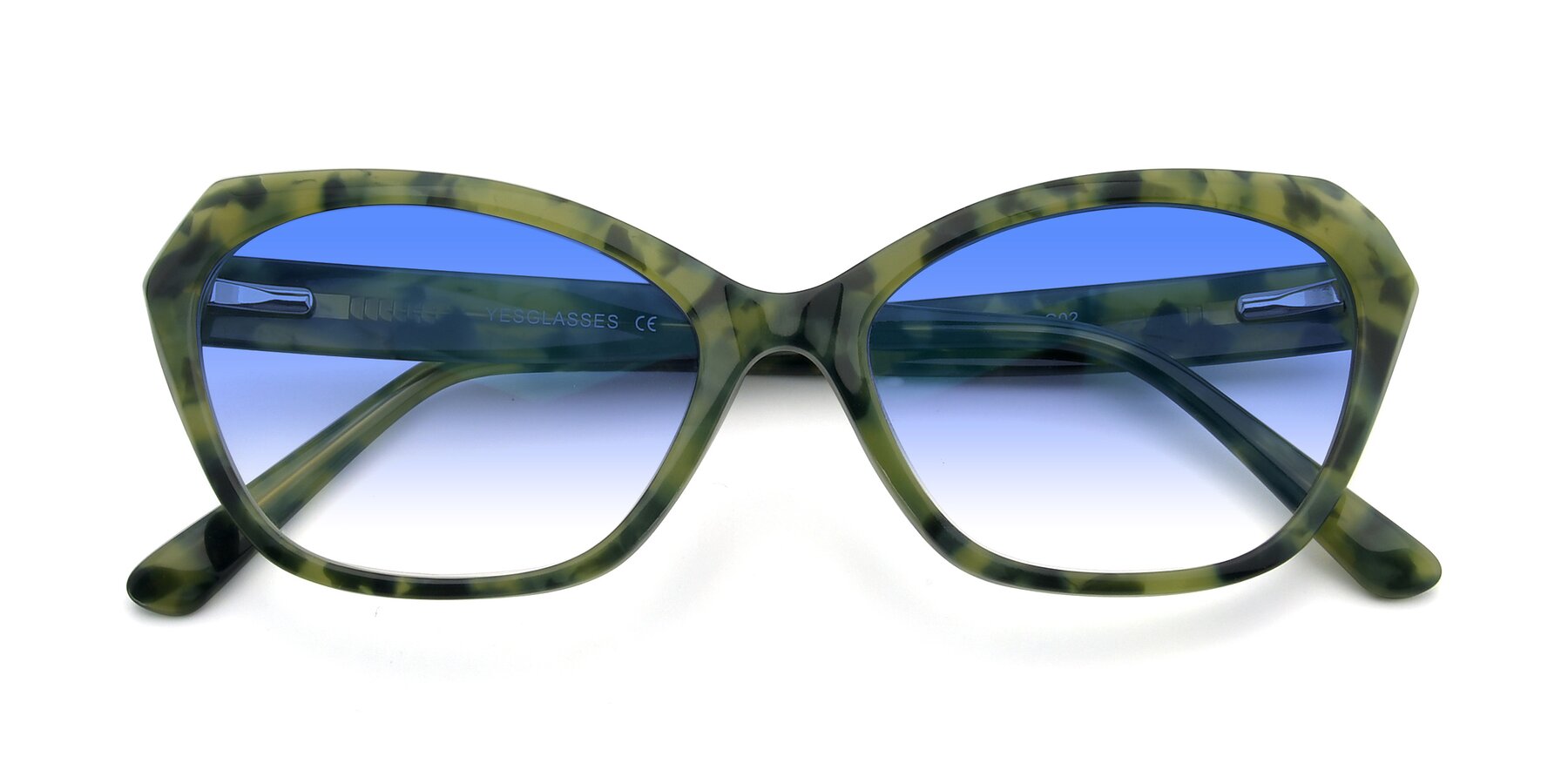 Folded Front of 17351 in Floral Green with Blue Gradient Lenses