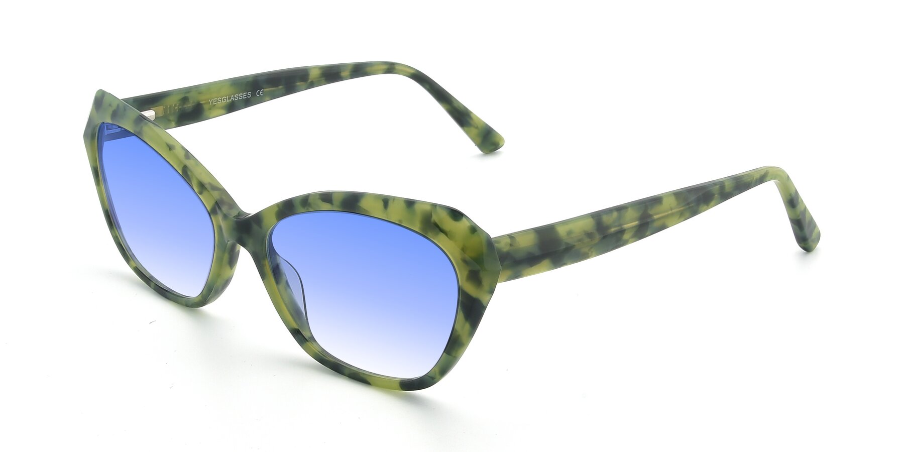 Angle of 17351 in Floral Green with Blue Gradient Lenses
