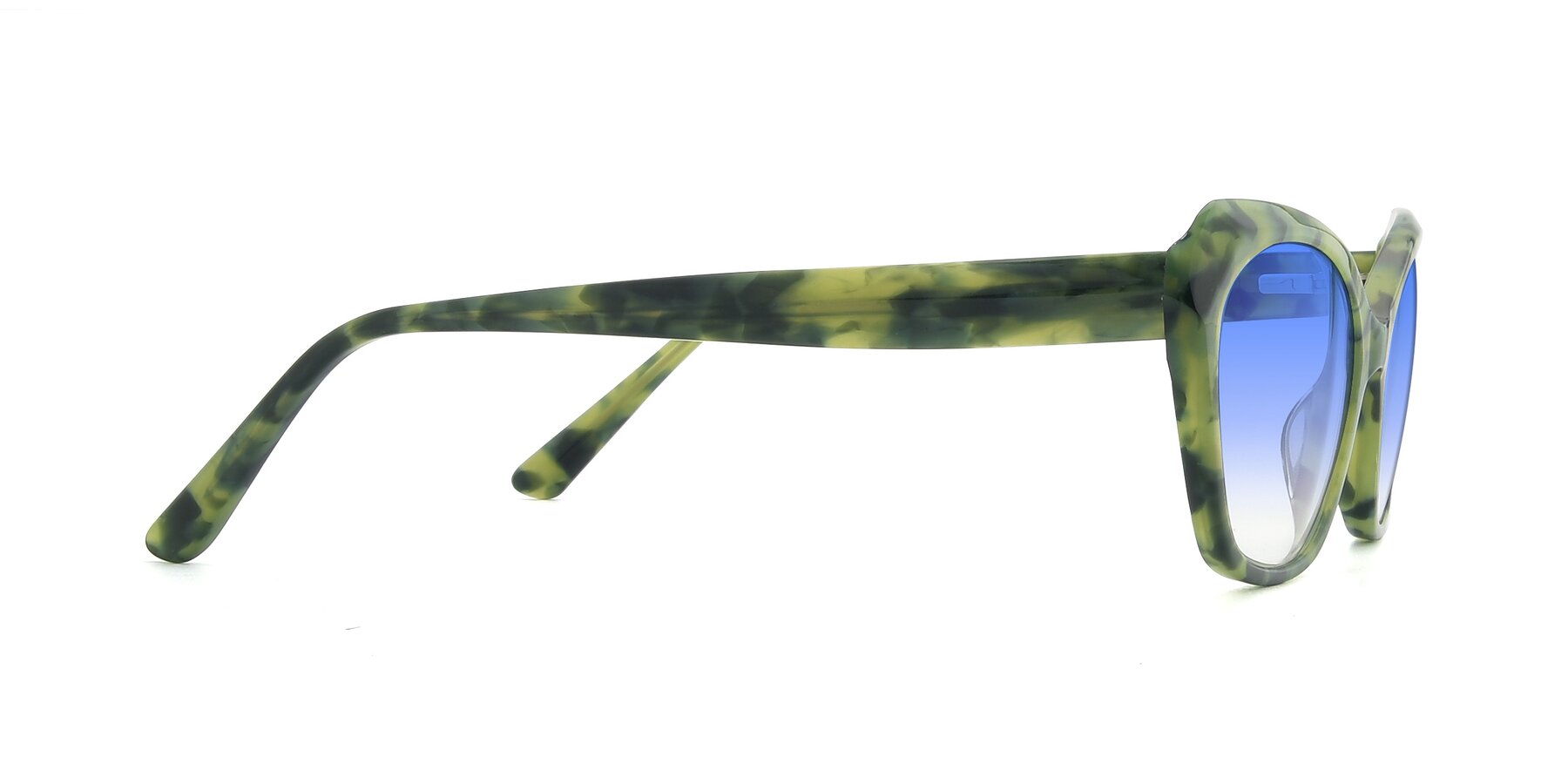 Side of 17351 in Floral Green with Blue Gradient Lenses
