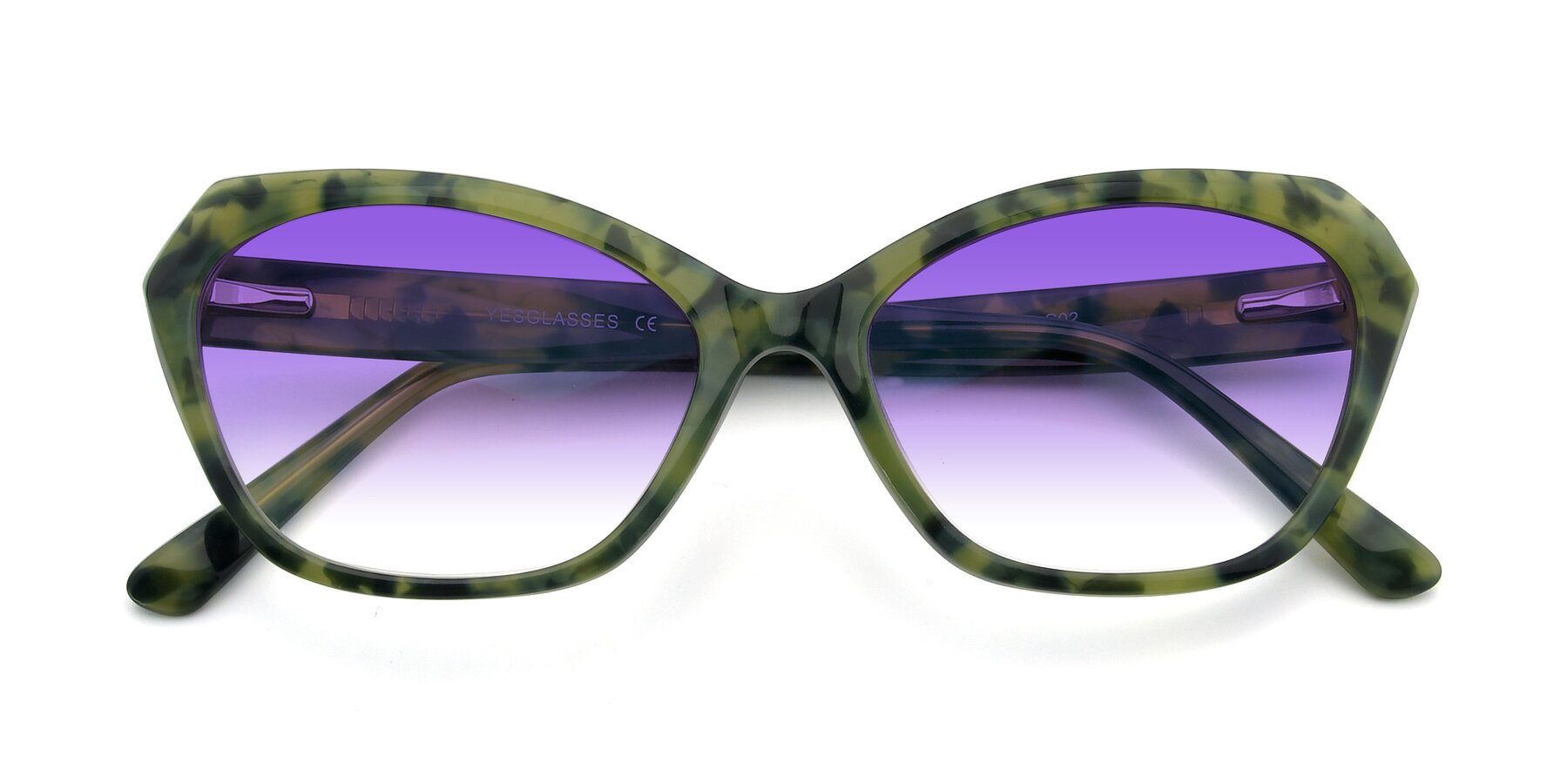 Folded Front of 17351 in Floral Green with Purple Gradient Lenses