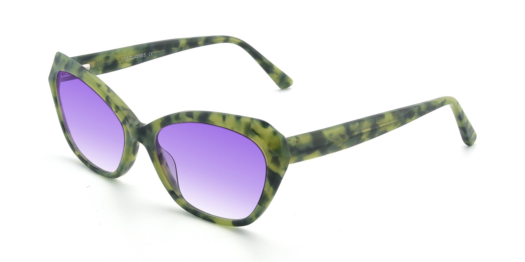 Angle of 17351 in Floral Green with Purple Gradient Lenses