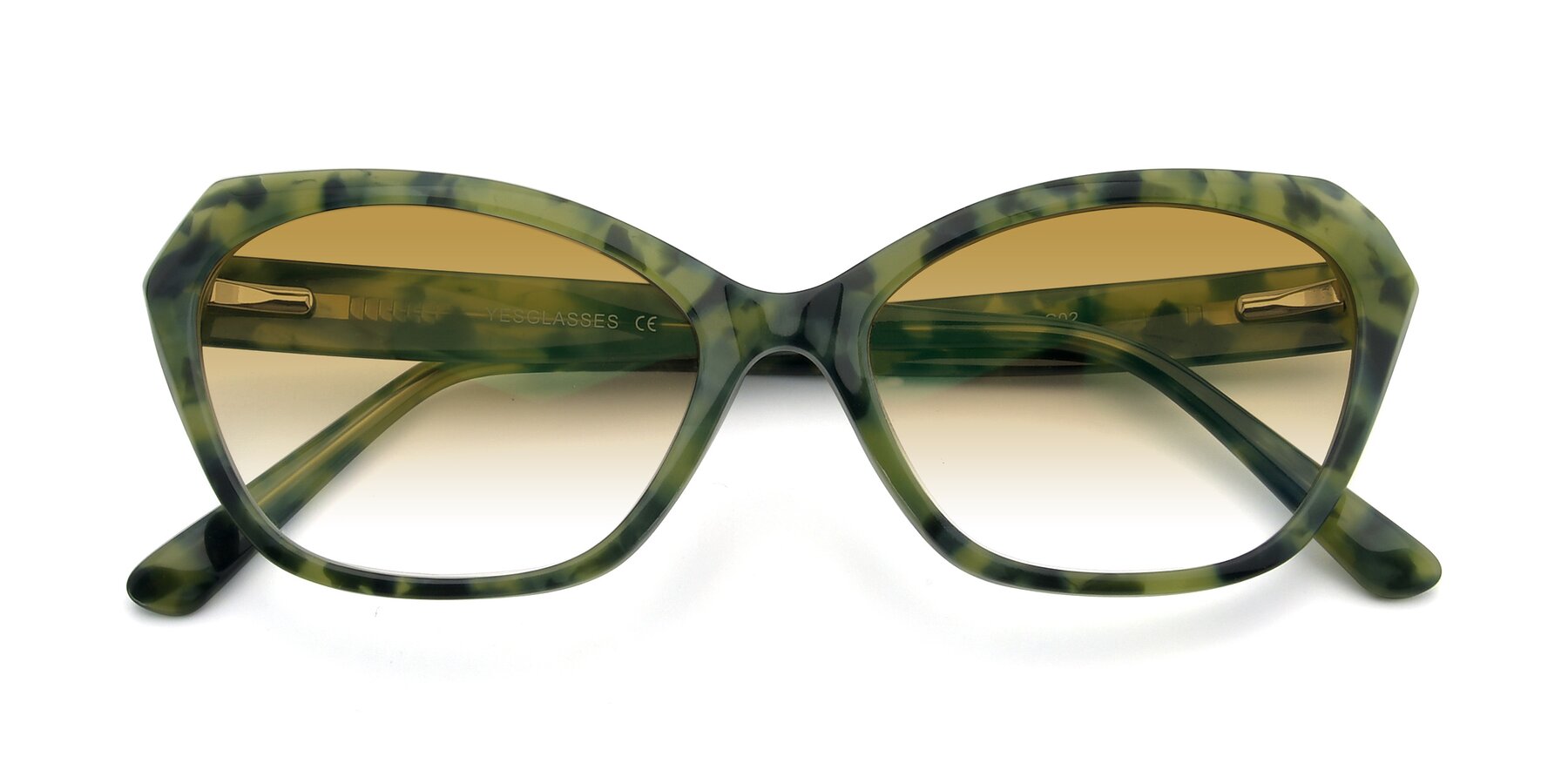 Folded Front of 17351 in Floral Green with Champagne Gradient Lenses