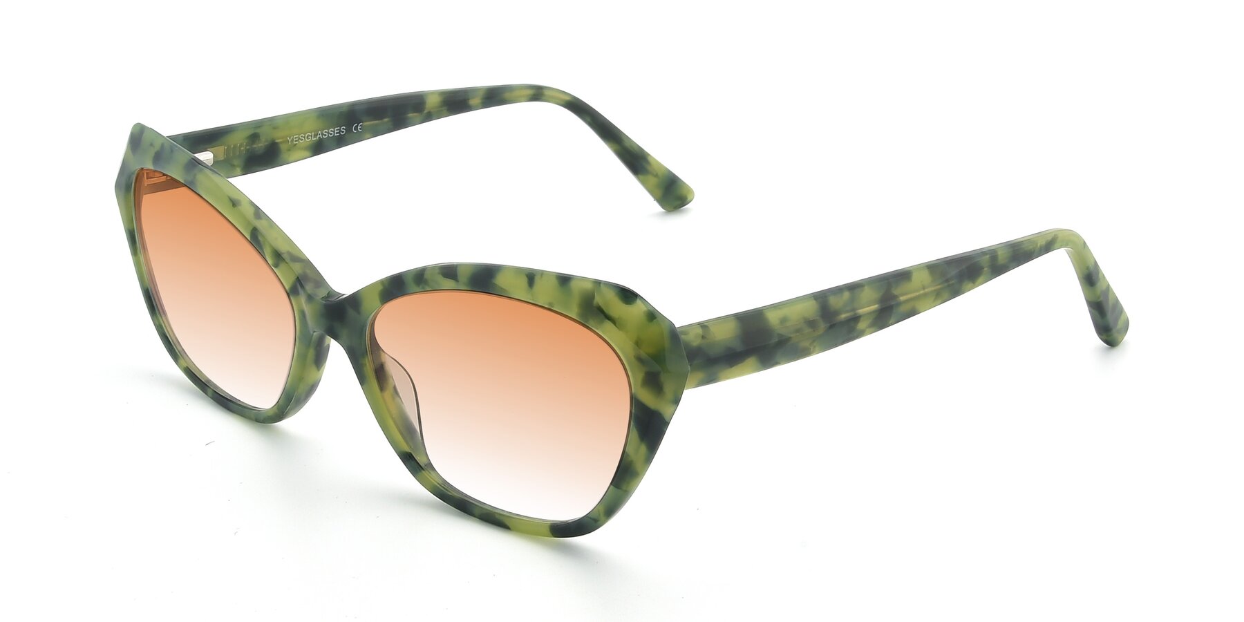 Angle of 17351 in Floral Green with Orange Gradient Lenses