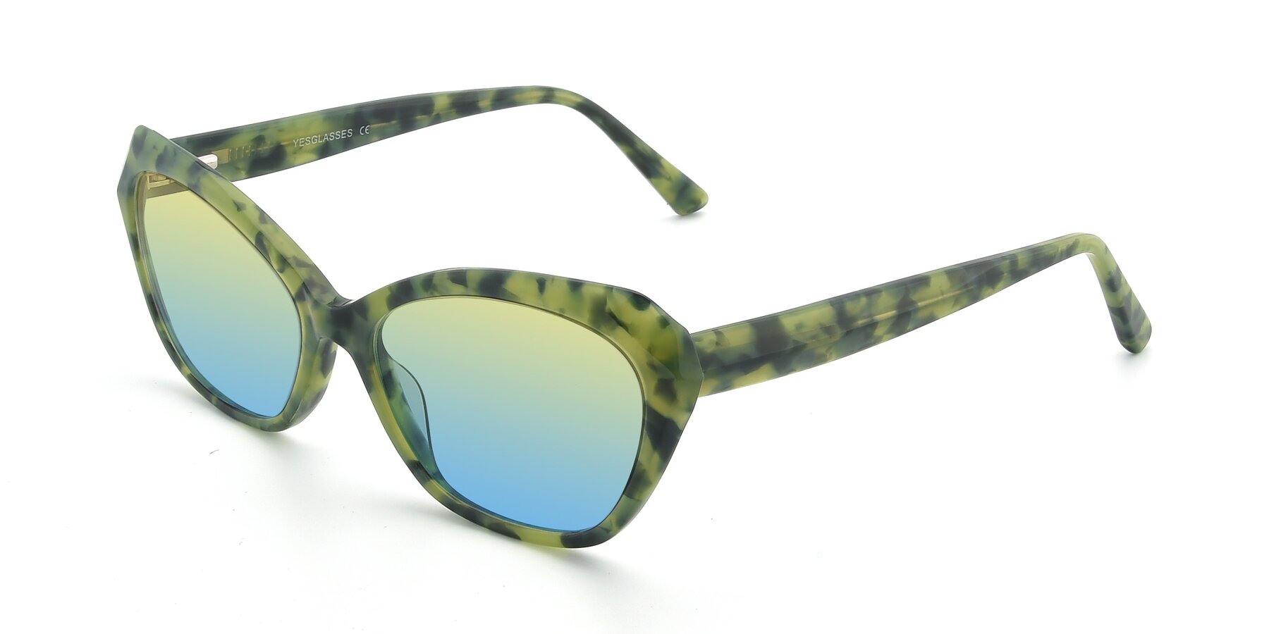 Angle of 17351 in Floral Green with Yellow / Blue Gradient Lenses