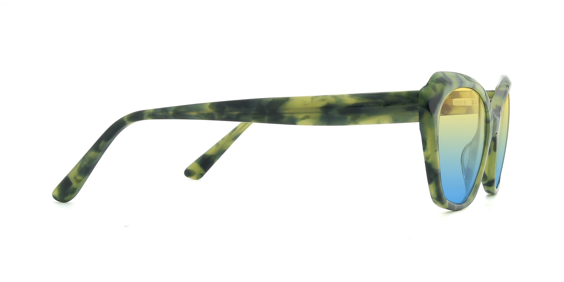 Side of 17351 in Floral Green with Yellow / Blue Gradient Lenses