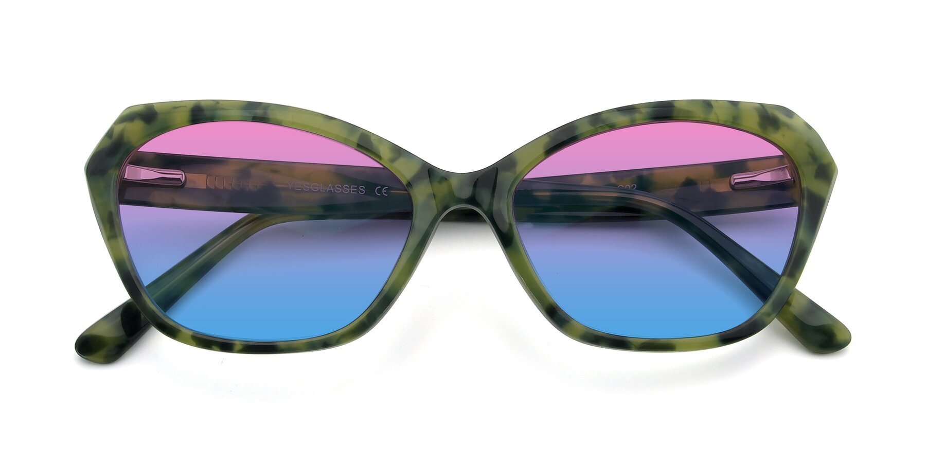 Folded Front of 17351 in Floral Green with Pink / Blue Gradient Lenses