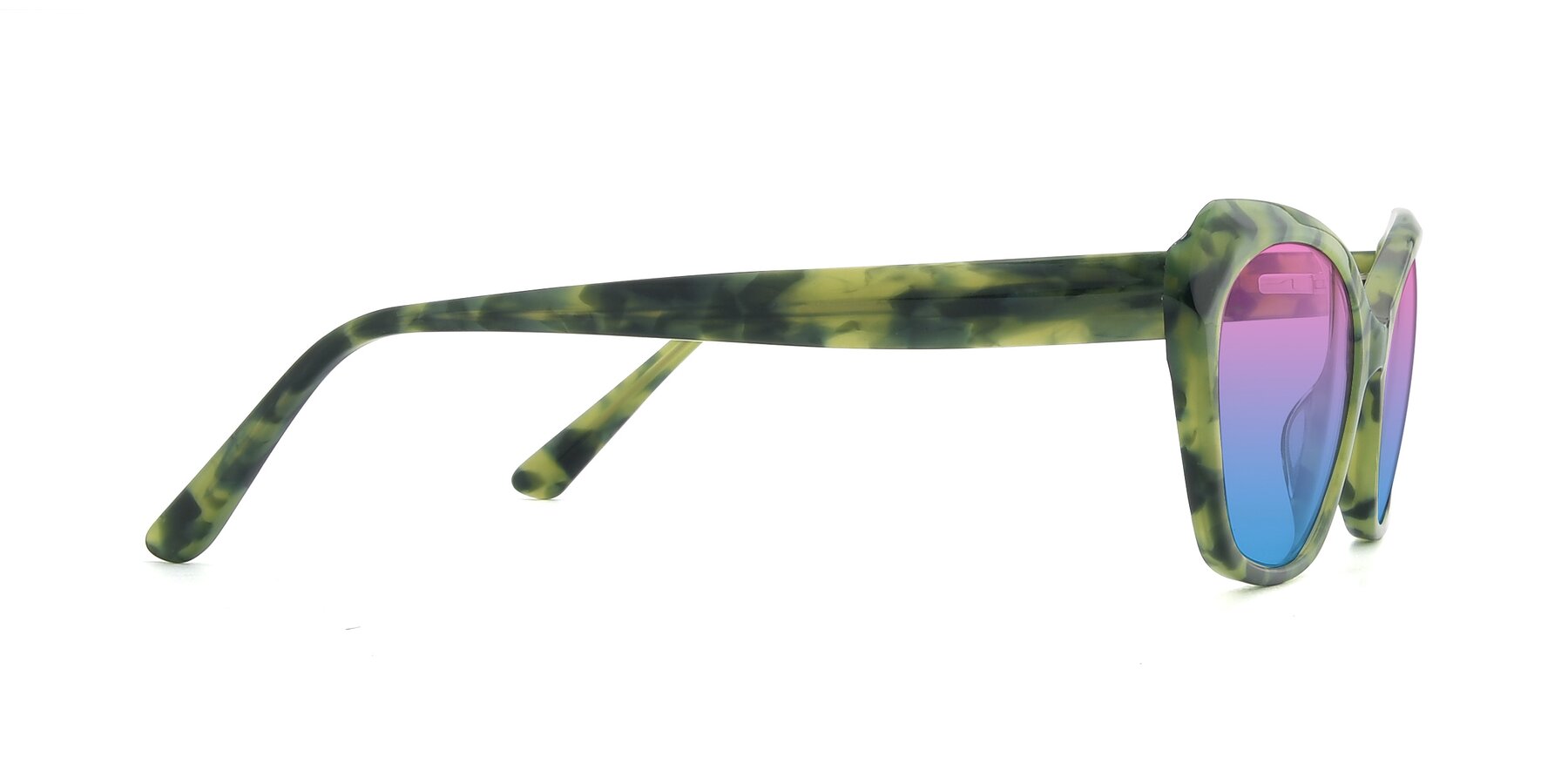 Side of 17351 in Floral Green with Pink / Blue Gradient Lenses