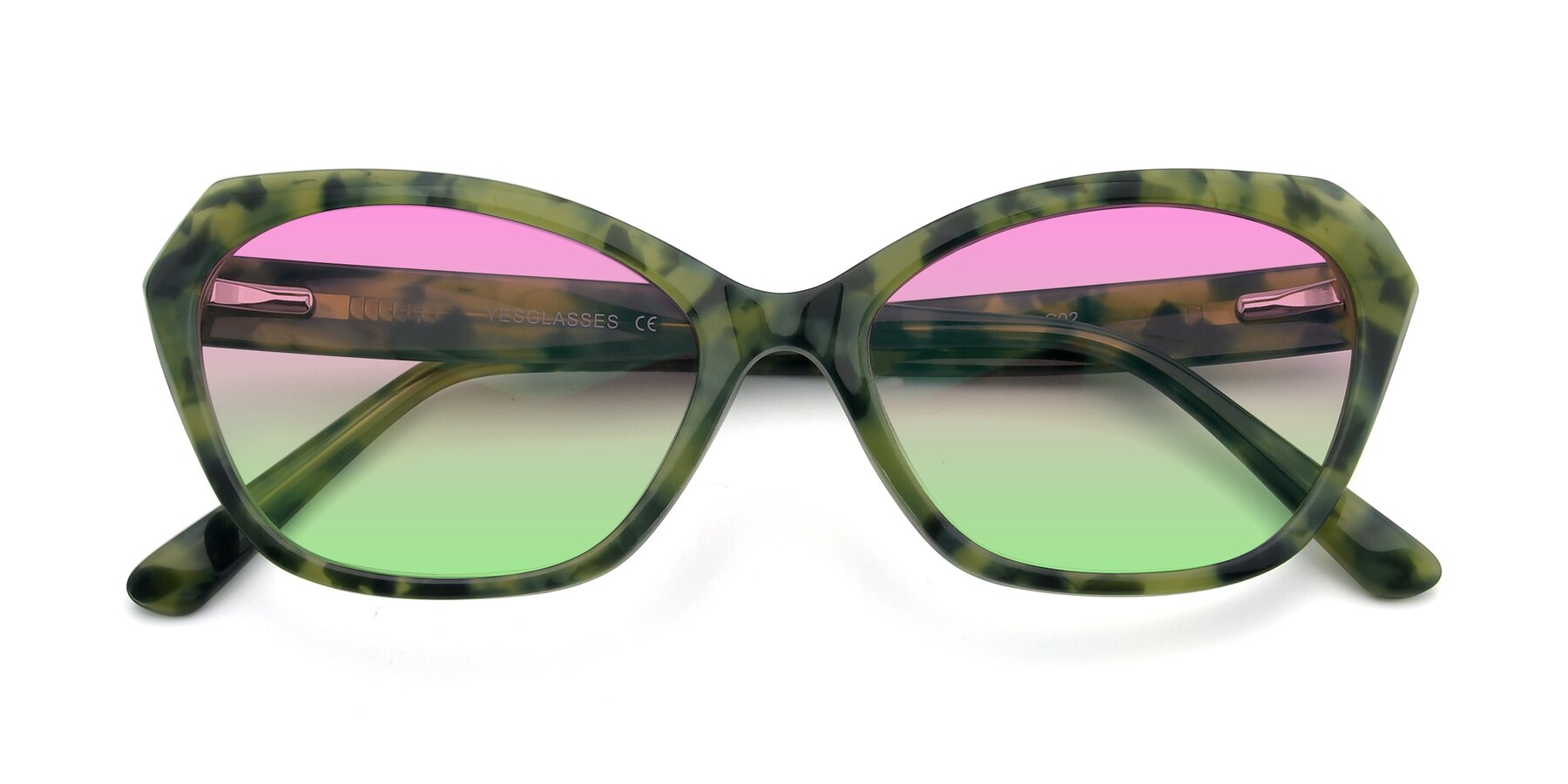 Folded Front of 17351 in Floral Green with Pink / Green Gradient Lenses