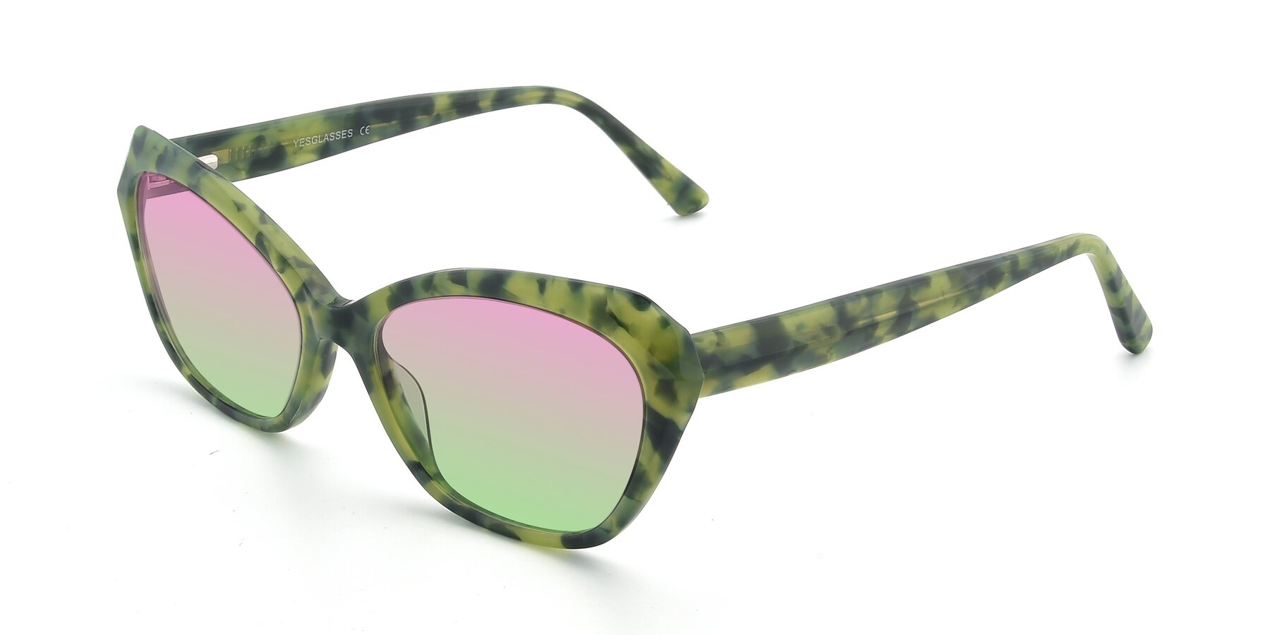 Angle of 17351 in Floral Green with Pink / Green Gradient Lenses