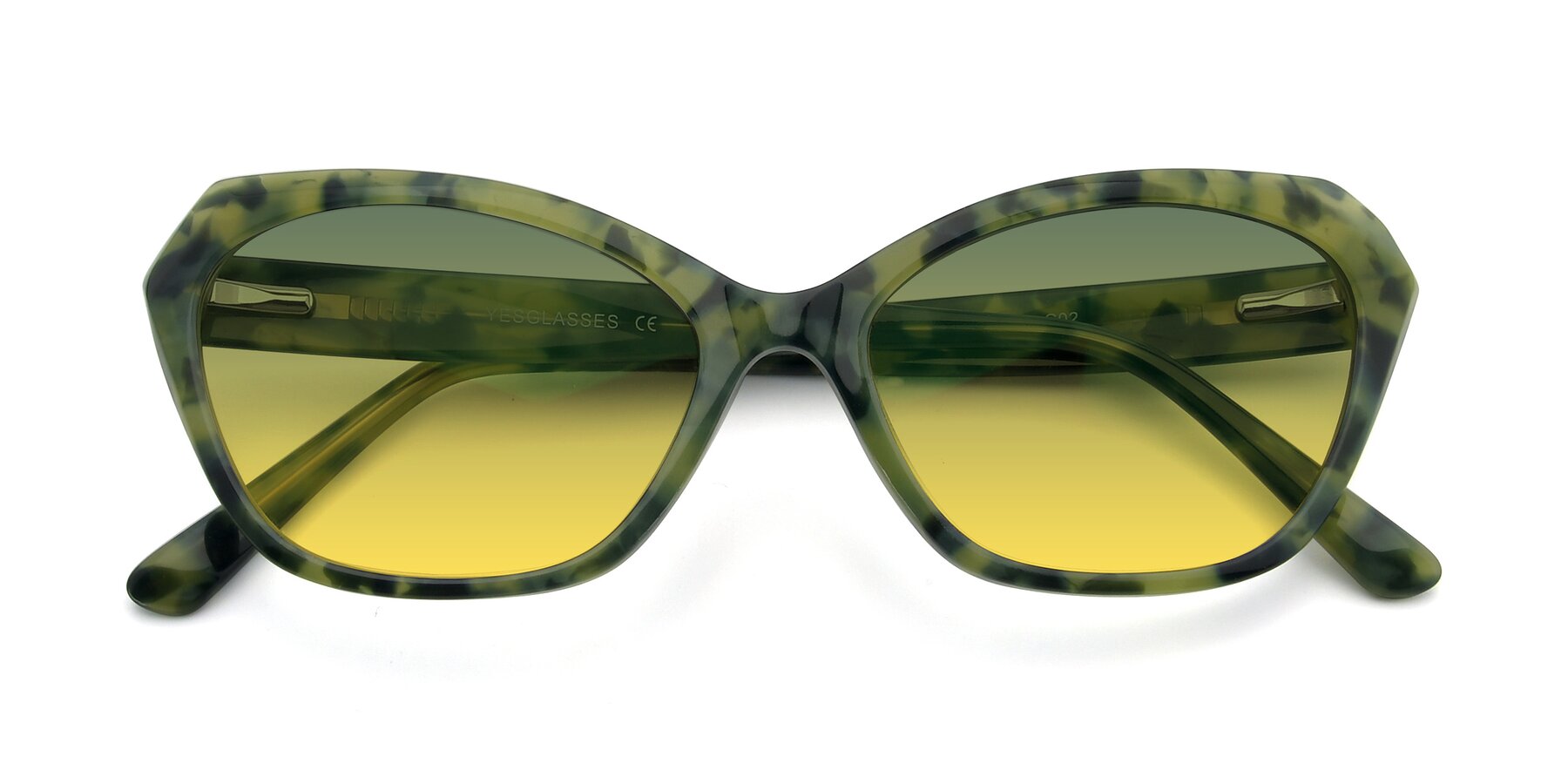 Folded Front of 17351 in Floral Green with Green / Yellow Gradient Lenses