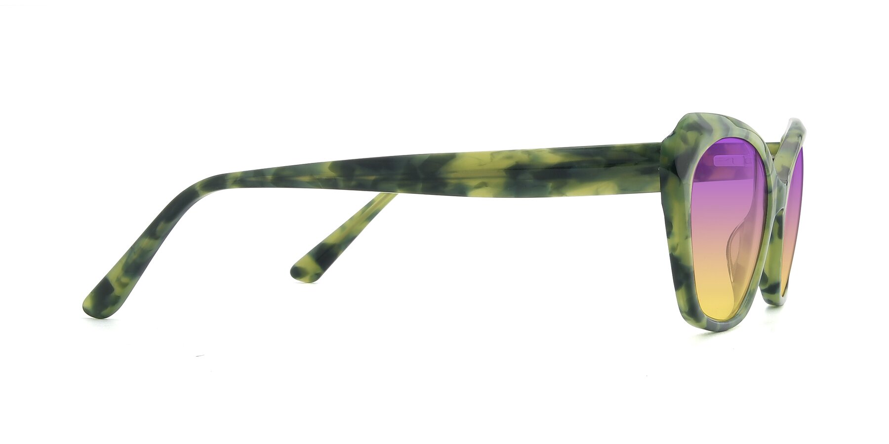 Side of 17351 in Floral Green with Purple / Yellow Gradient Lenses