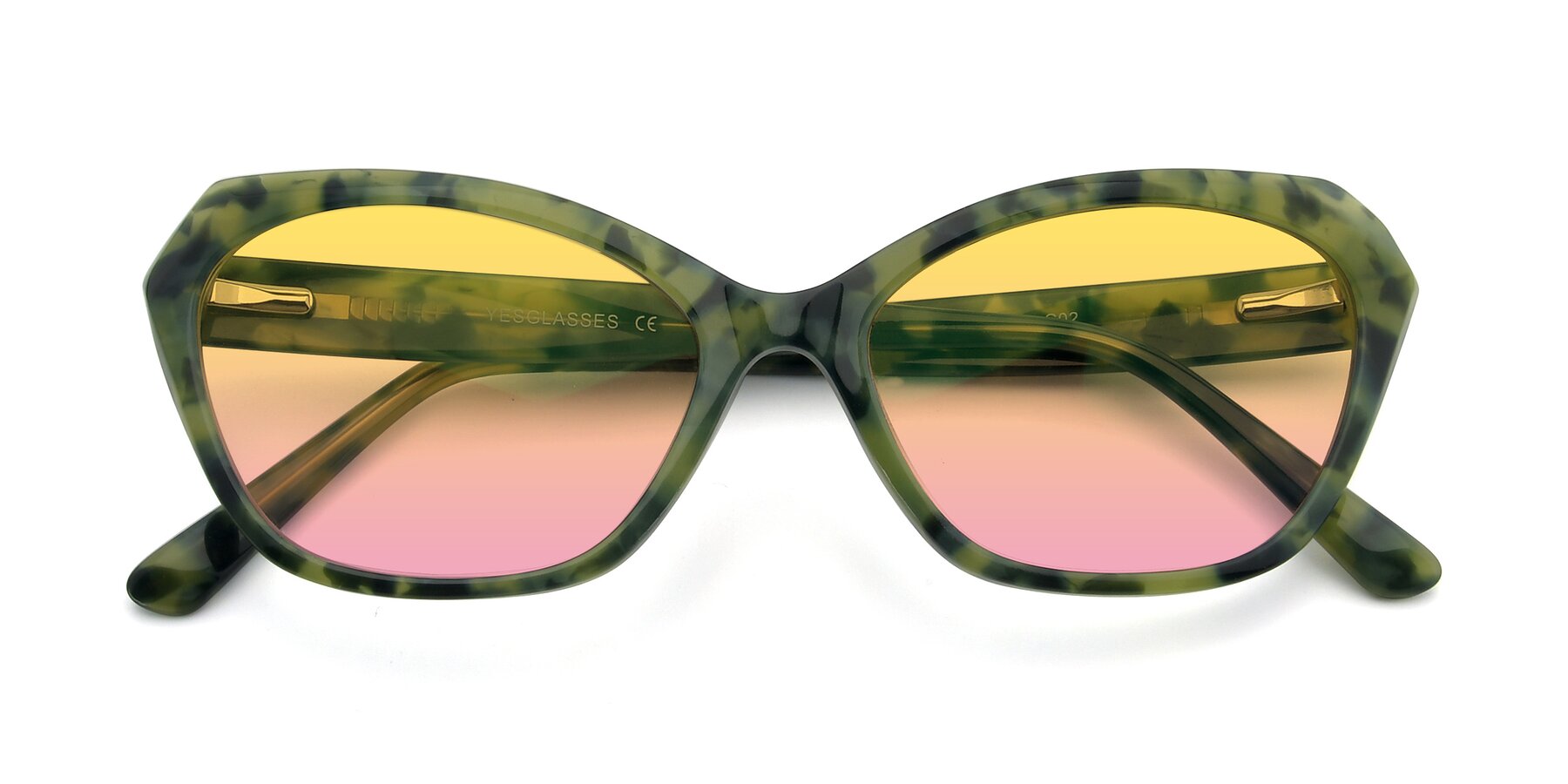 Folded Front of 17351 in Floral Green with Yellow / Pink Gradient Lenses