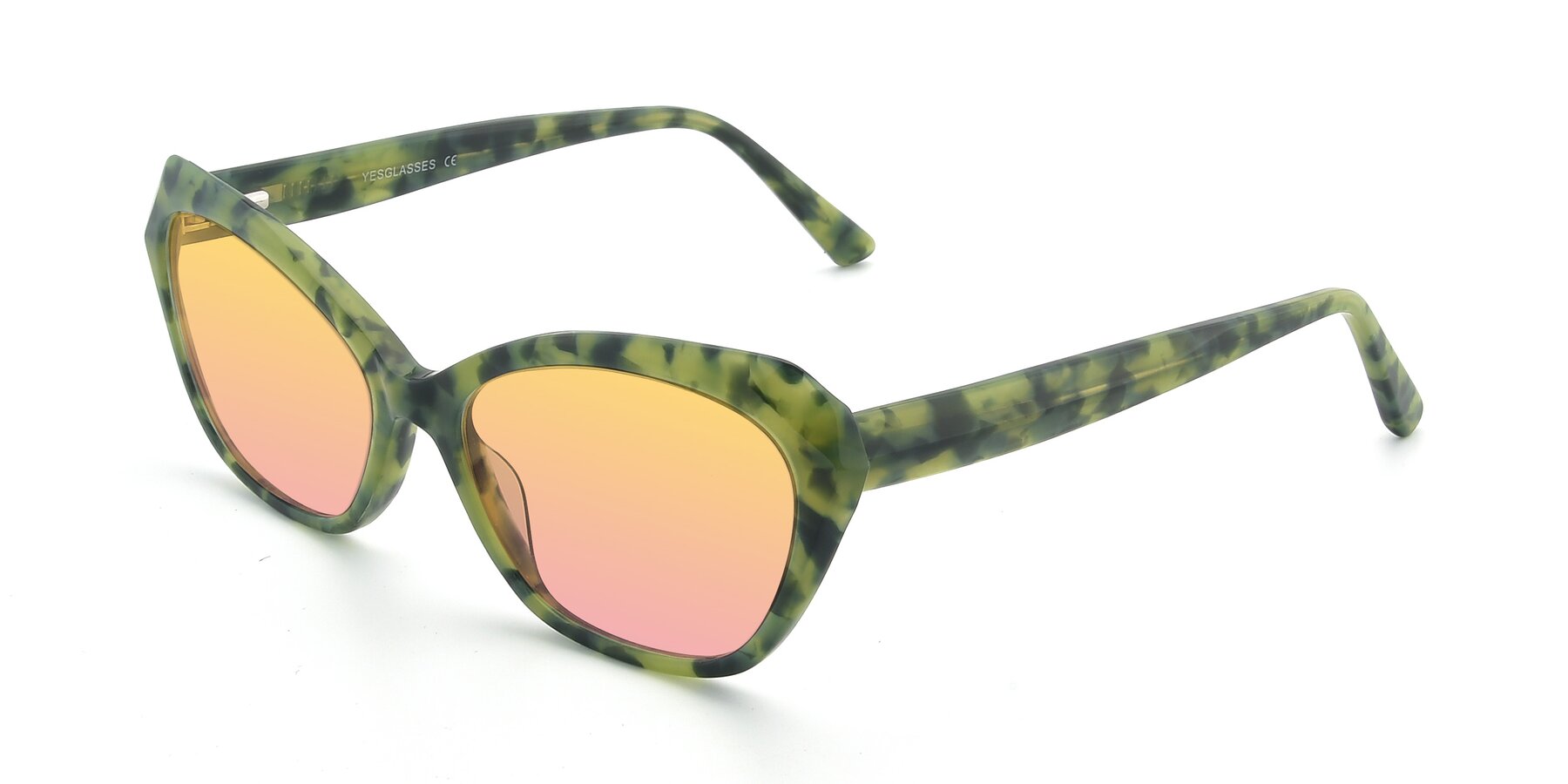 Angle of 17351 in Floral Green with Yellow / Pink Gradient Lenses
