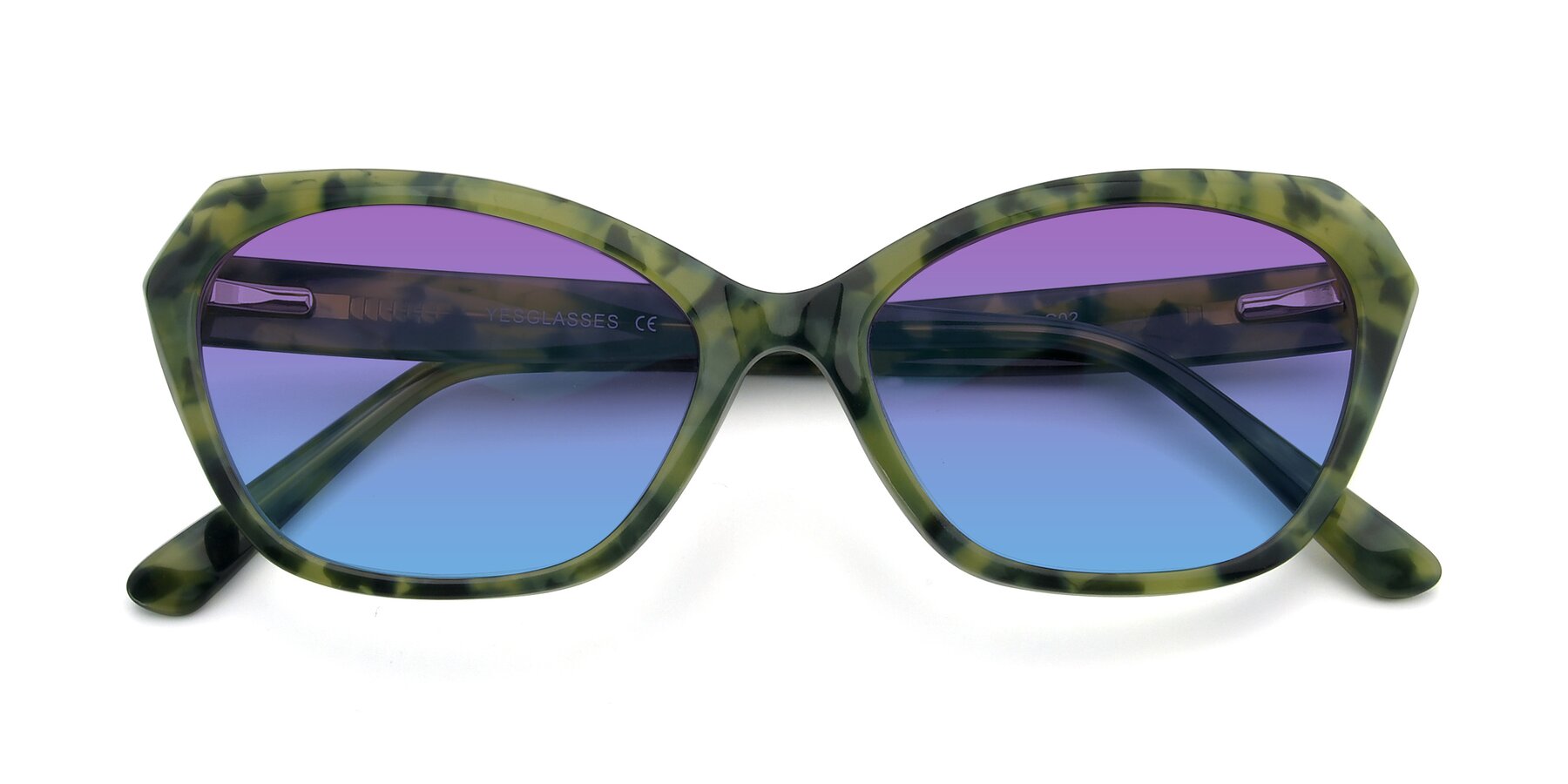 Folded Front of 17351 in Floral Green with Purple / Blue Gradient Lenses