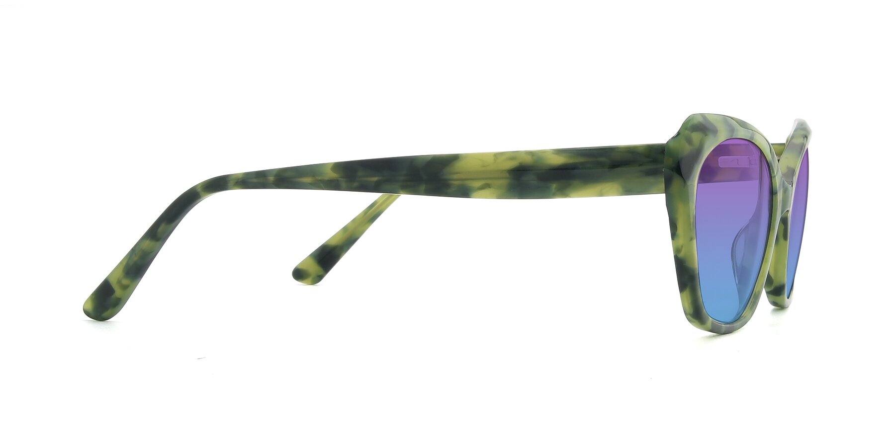Side of 17351 in Floral Green with Purple / Blue Gradient Lenses