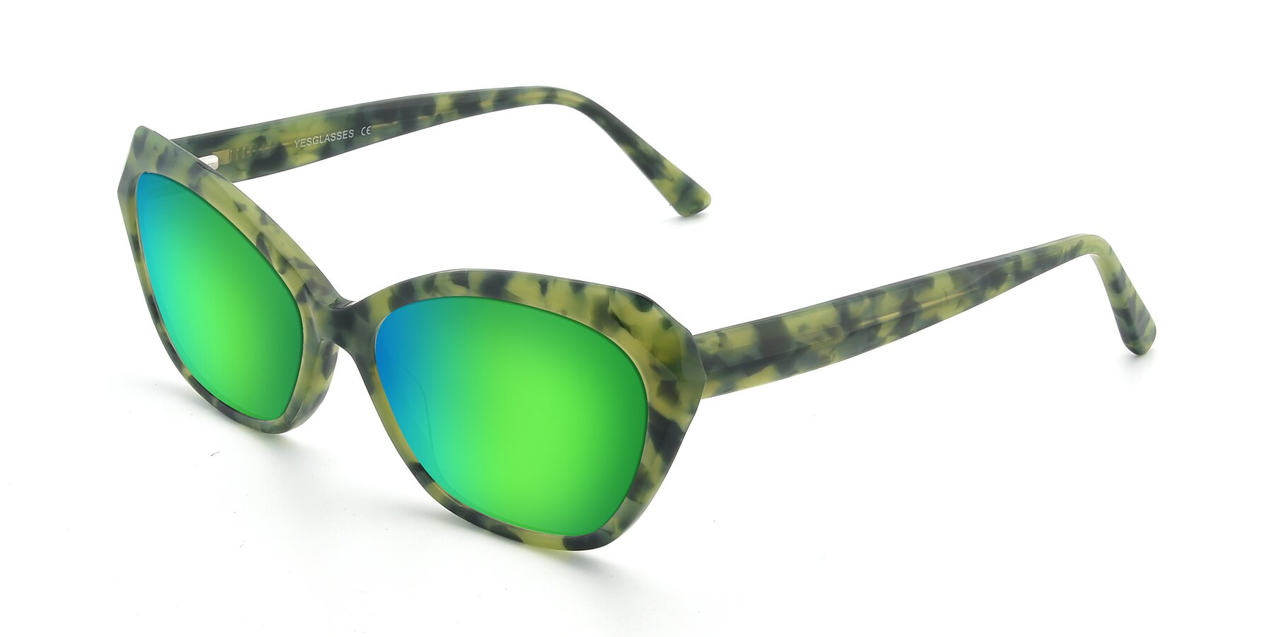 Angle of 17351 in Floral Green with Green Mirrored Lenses