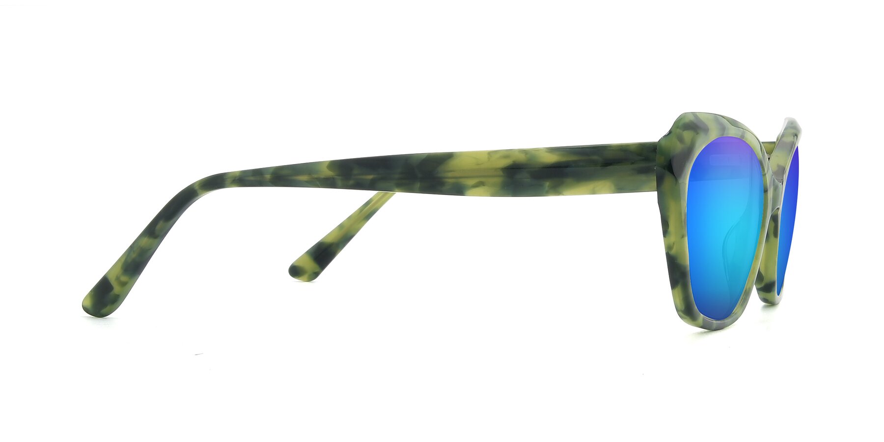 Side of 17351 in Floral Green with Blue Mirrored Lenses