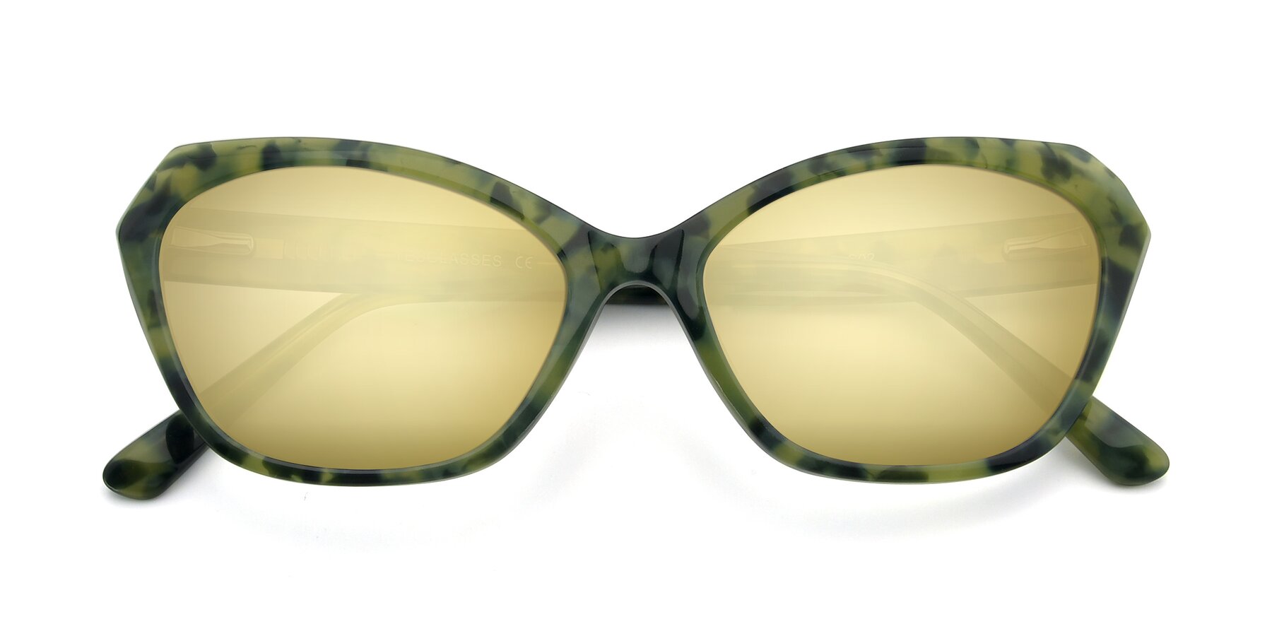 Folded Front of 17351 in Floral Green with Gold Mirrored Lenses